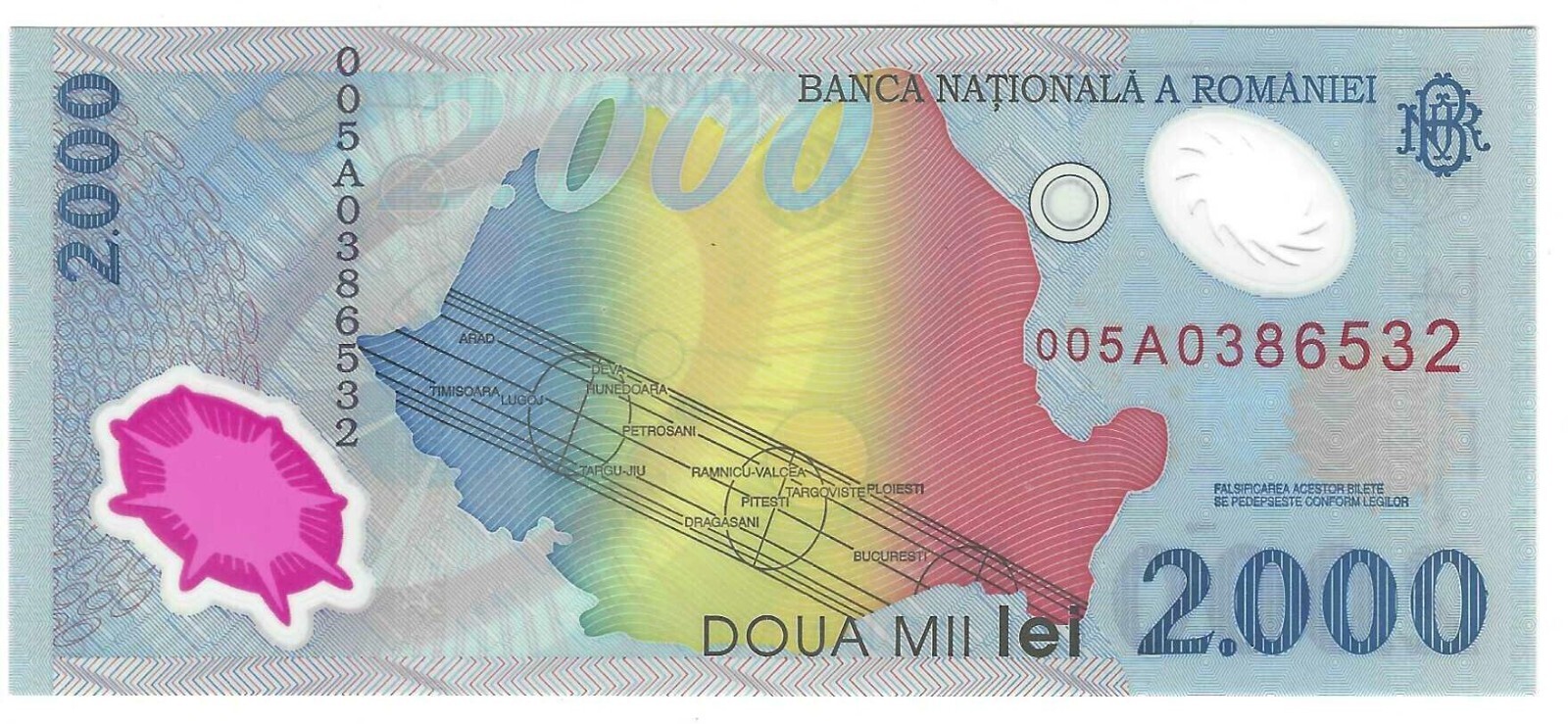 1999 Romania 2000 Lei P111a UNC