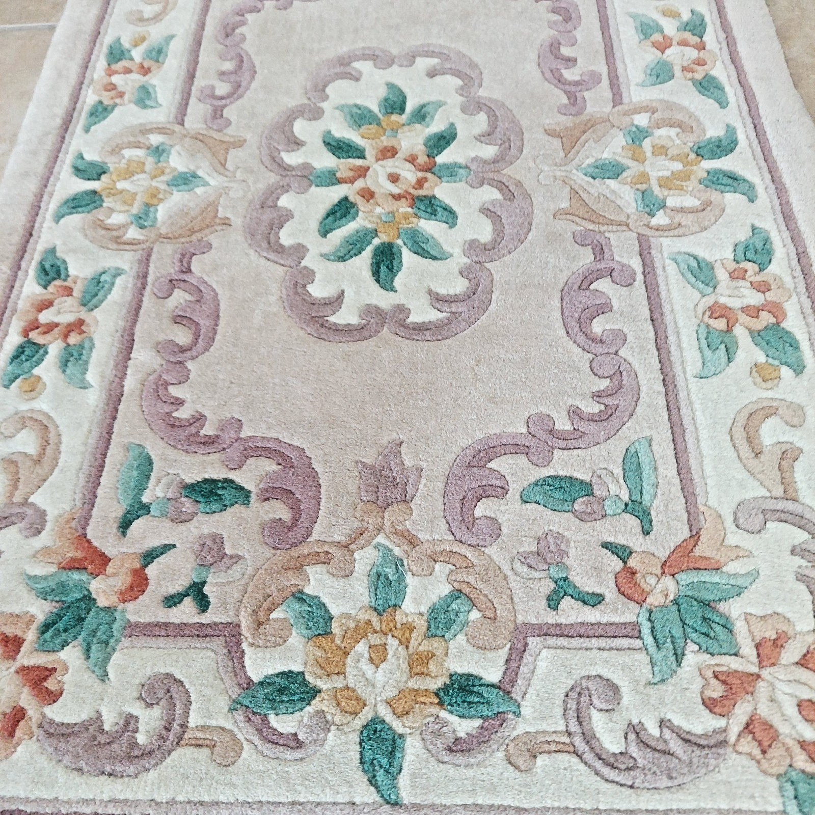 2'3 x 3'6 Chinese Aubusson Medallion Oriental Rug Floor Runner Hand-knotted Wool