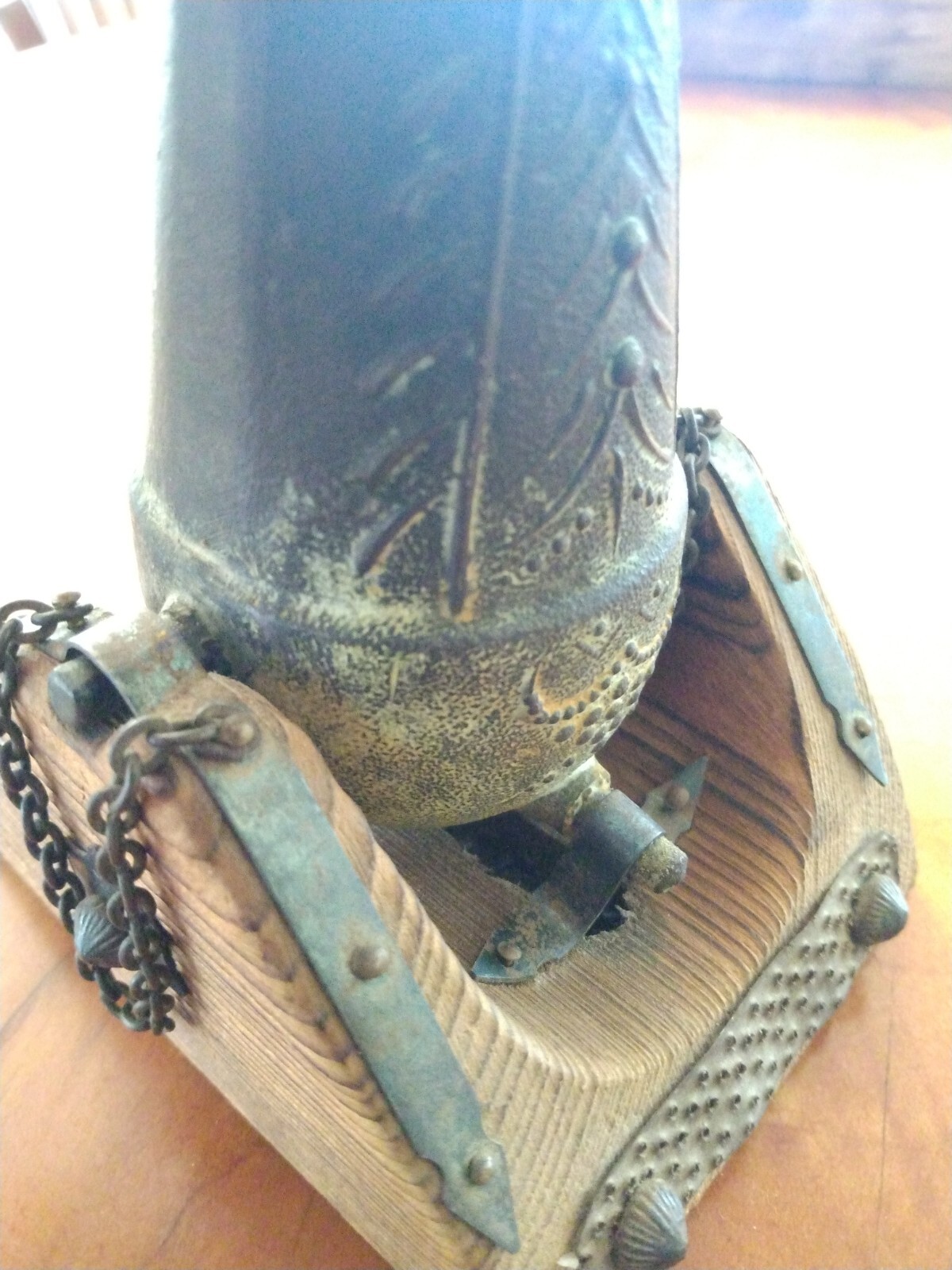 Martero Plaza Siglo XVI vintage wood cast iron miniature cannon