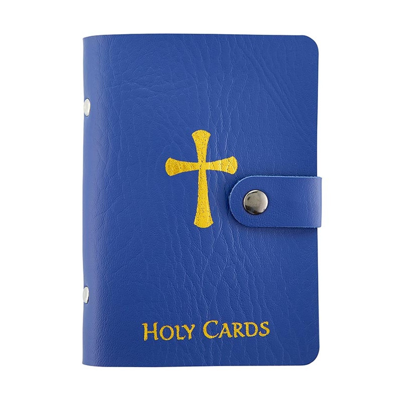 BLUE Holy Prayer Card Book Leather Like - holder 20-40 Cards Catholic Christian