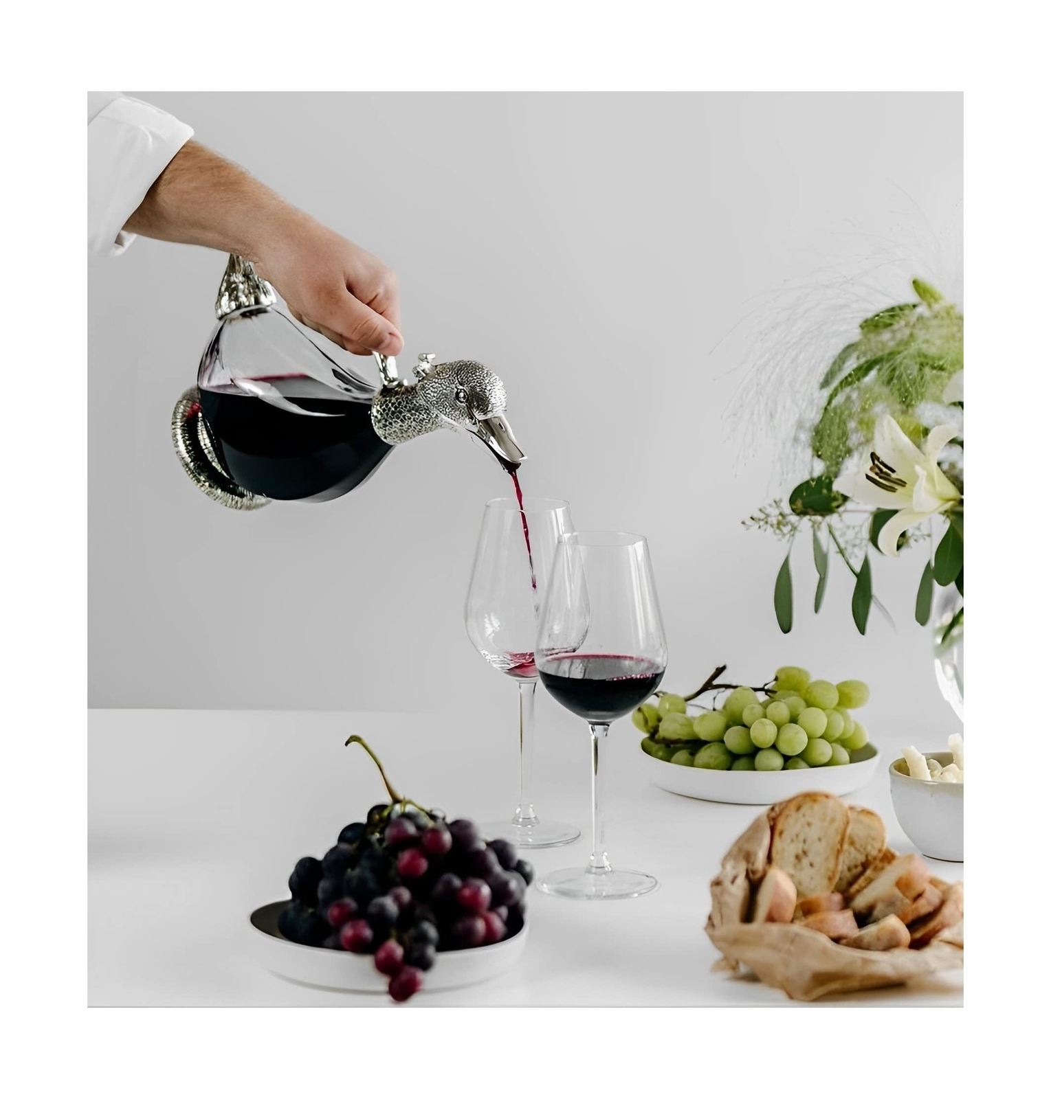 Regent Silverplated Duck Decanter 25.3 oz, 750ml Red Wine Carafe, Wine Gift, ...