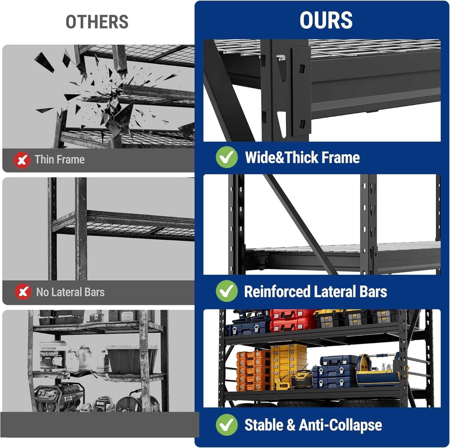 WORKPRO 77" 4-Tier Heavy Duty Storage Rack Industrial Shelving 6400LBS Capacity