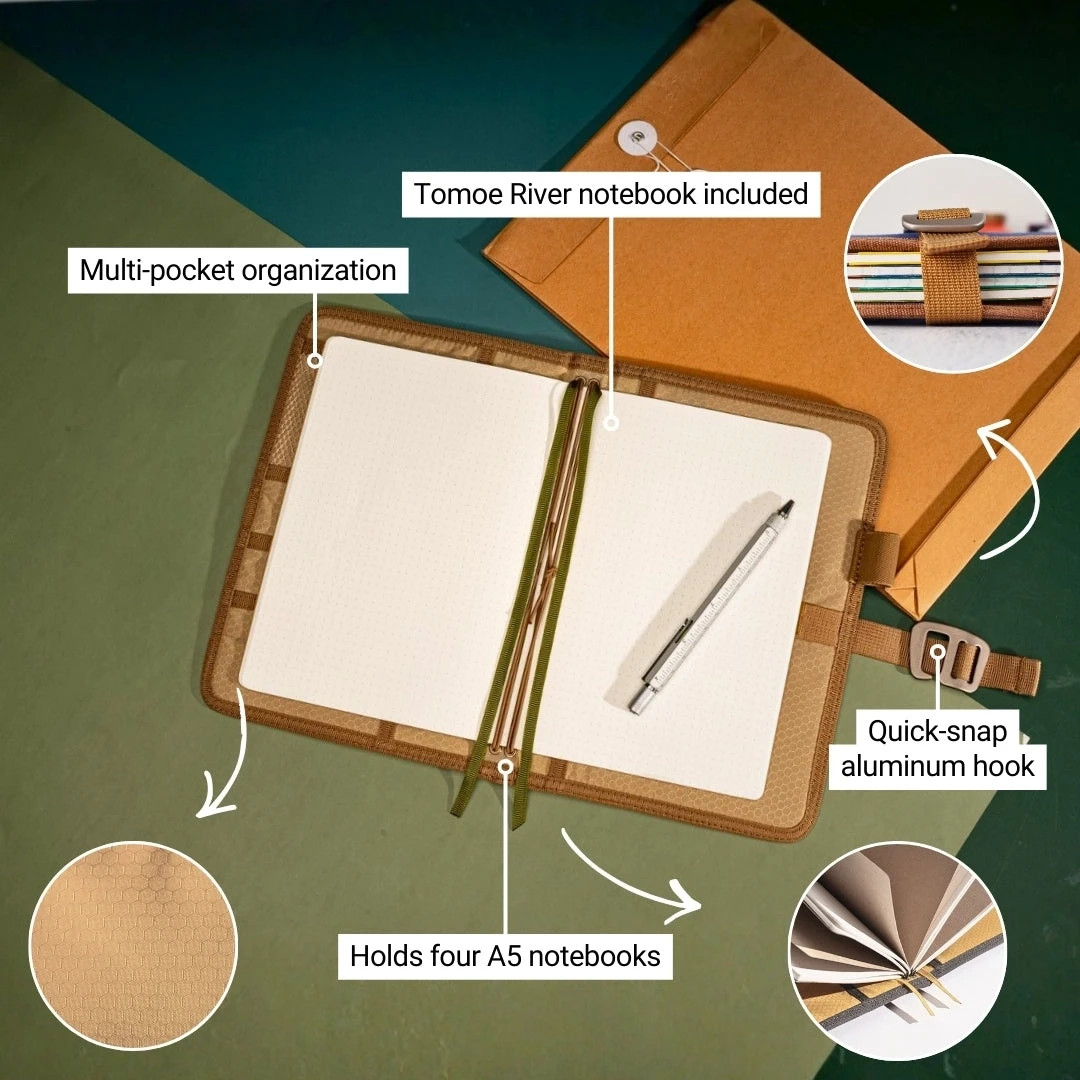 Lochby Field Journal Olive A5 Planner Cover | Water Resistant Waxed Canvas |