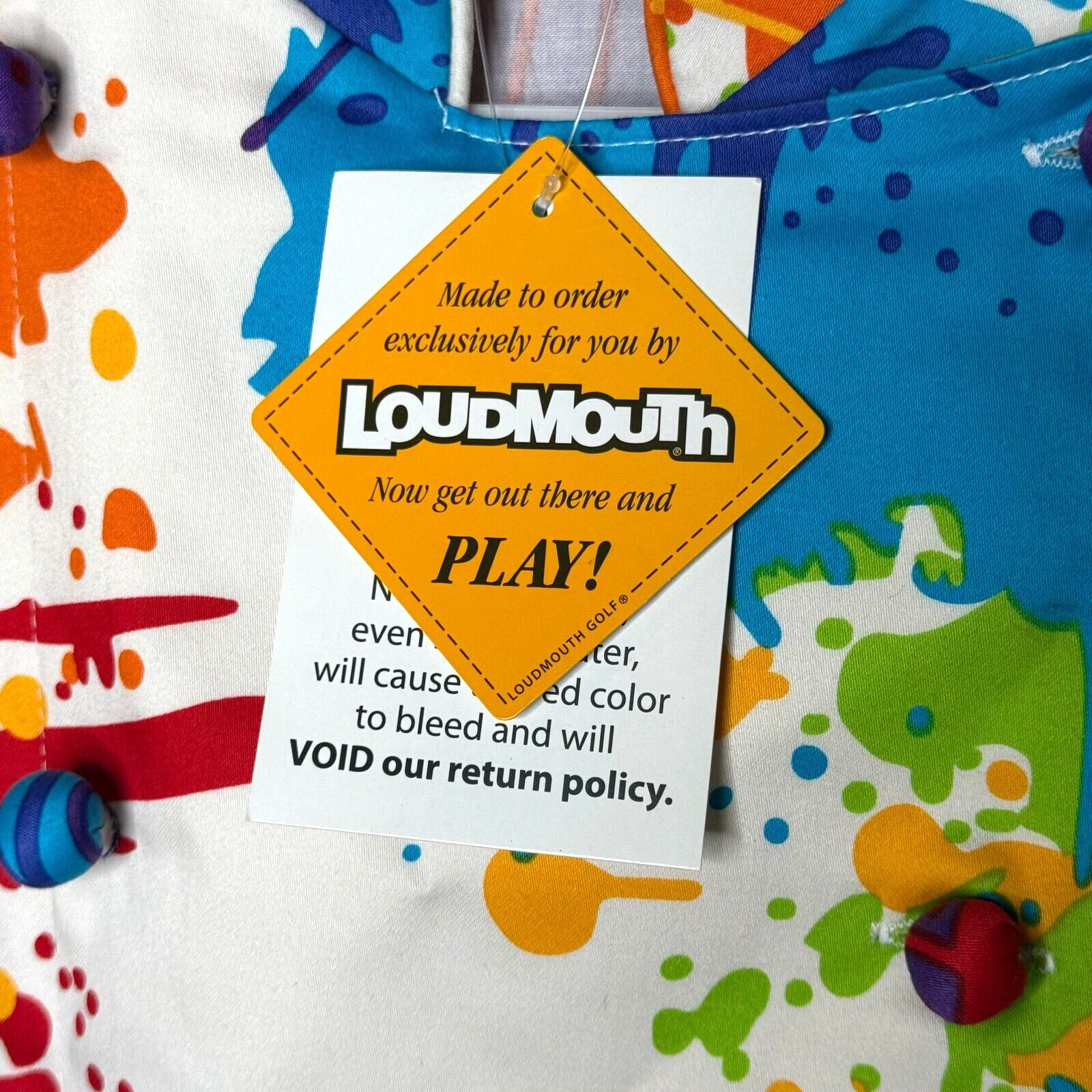 NWT Loudmouth Chef Coat Size Medium Splatter Pattern Button From Apron Jacket