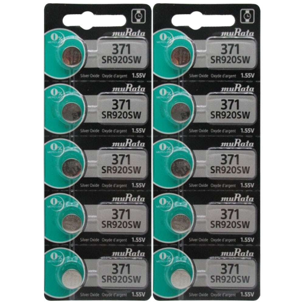 10 Murata Silver Oxide 371 SR920SW 1.55V Battery Replaces Sony