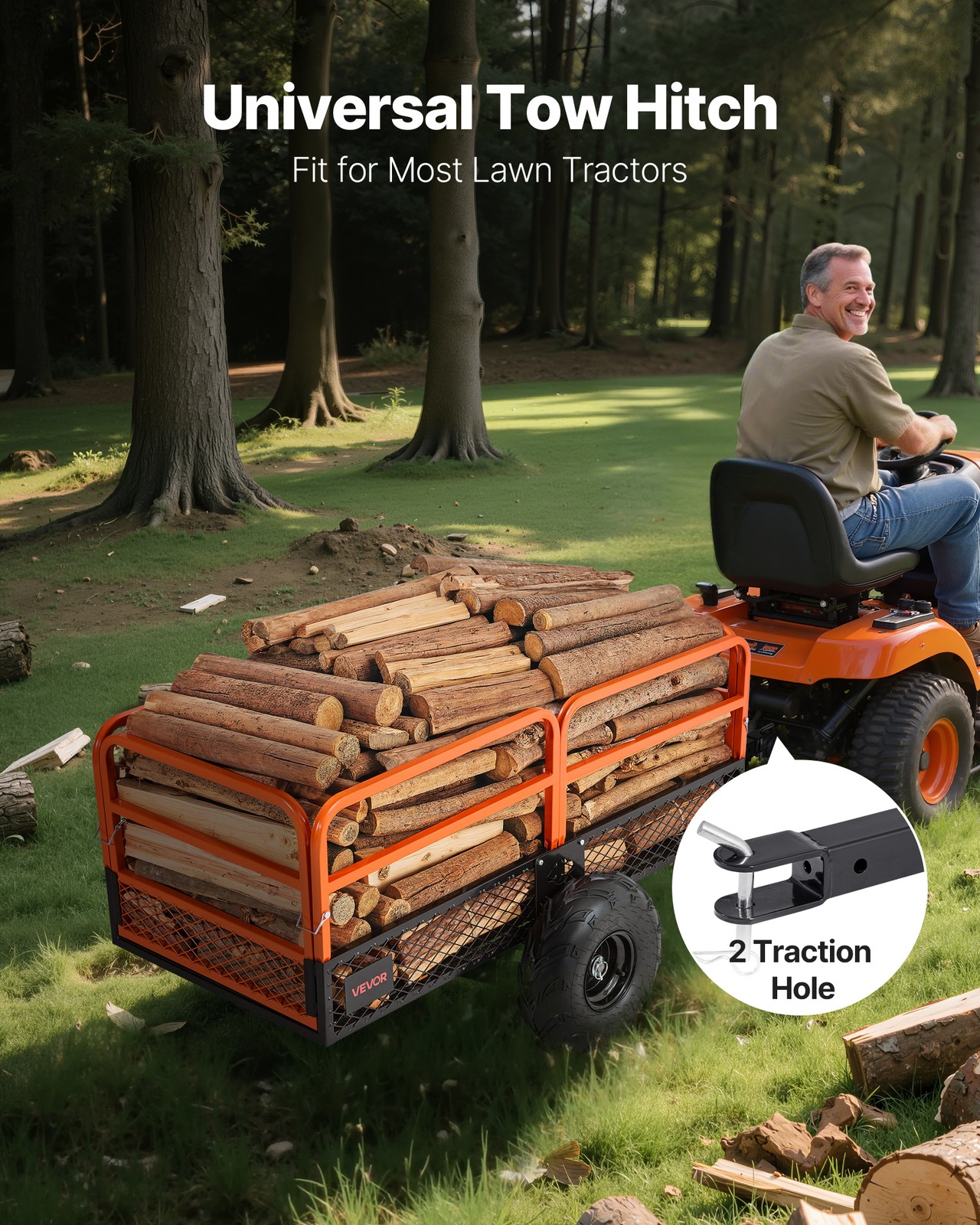 VEVOR Dump Trailer 1600 lbs 22 Cu. Ft Tow Behind Steel Garden Yard Trailer Cart