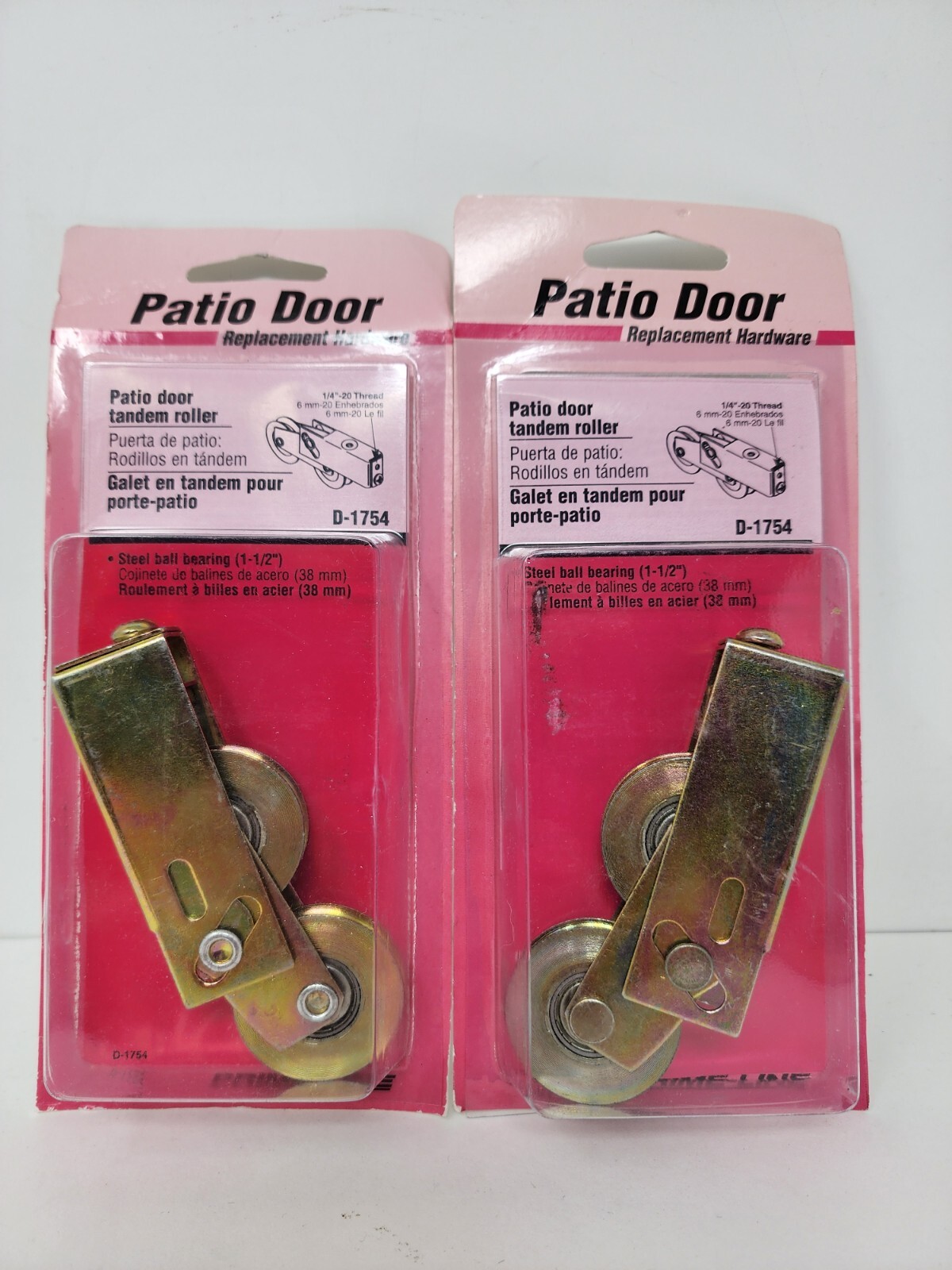 Set Of 2 Prime-Line D1754 1-1/2" Steel Ball Bearing Sliding Door Tandem Roller