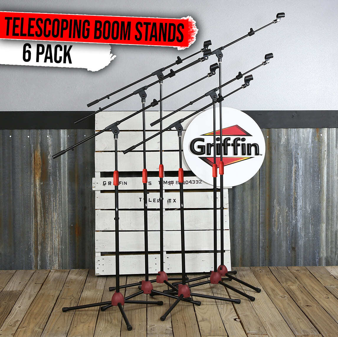 Microphone Stand 6 PACK - GRIFFIN Telescoping Boom Arm Mic Studio Stage Tripod