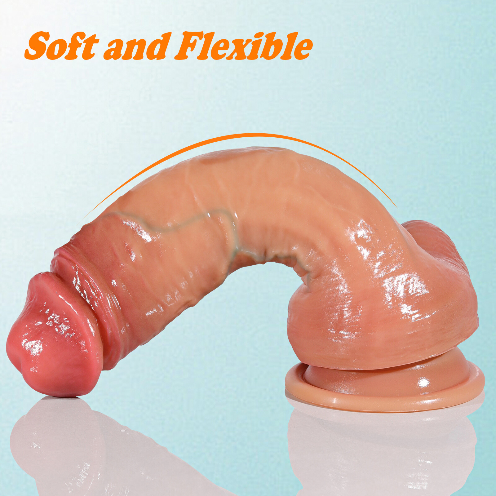 Liquid Silicone Real Skin Dildo Suction-Cup Realistic Big Cock Sex Toy for Women