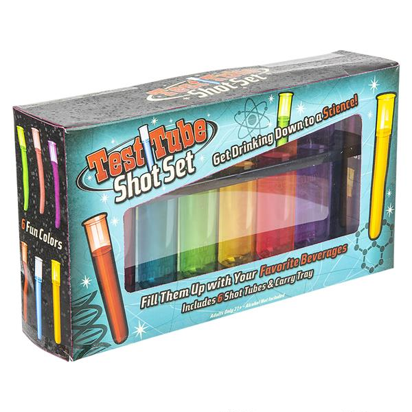 6 Plastic Shot Glasses Test Tube Bar Shatter Proof Rack Stand Holder Party Set