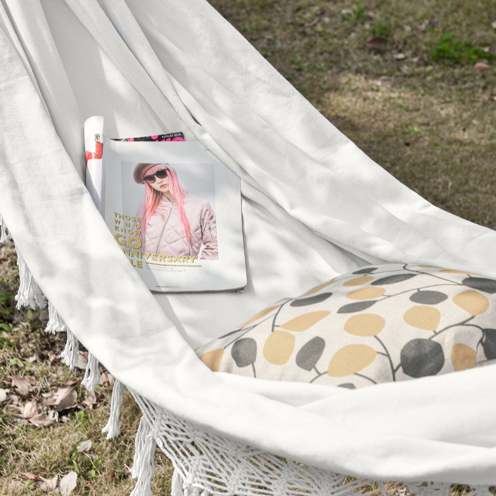 Outdoor Brazilian-Style Cotton Hammock Bed Backyard w/ Carrying Bag, 330 lbs