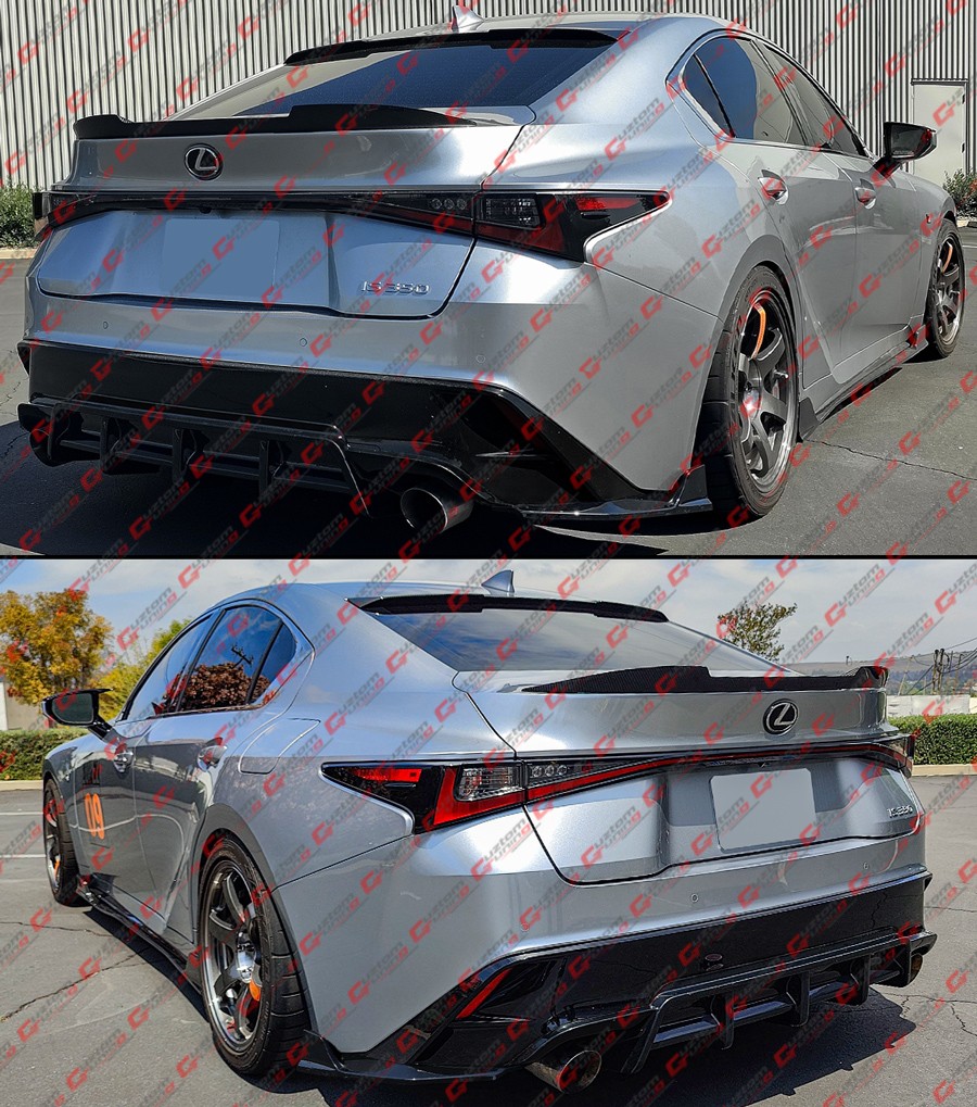 For 21-25 Lexus IS300 IS350 CTM V1 Gloss Black Rear Diffuser + Corner Extensions