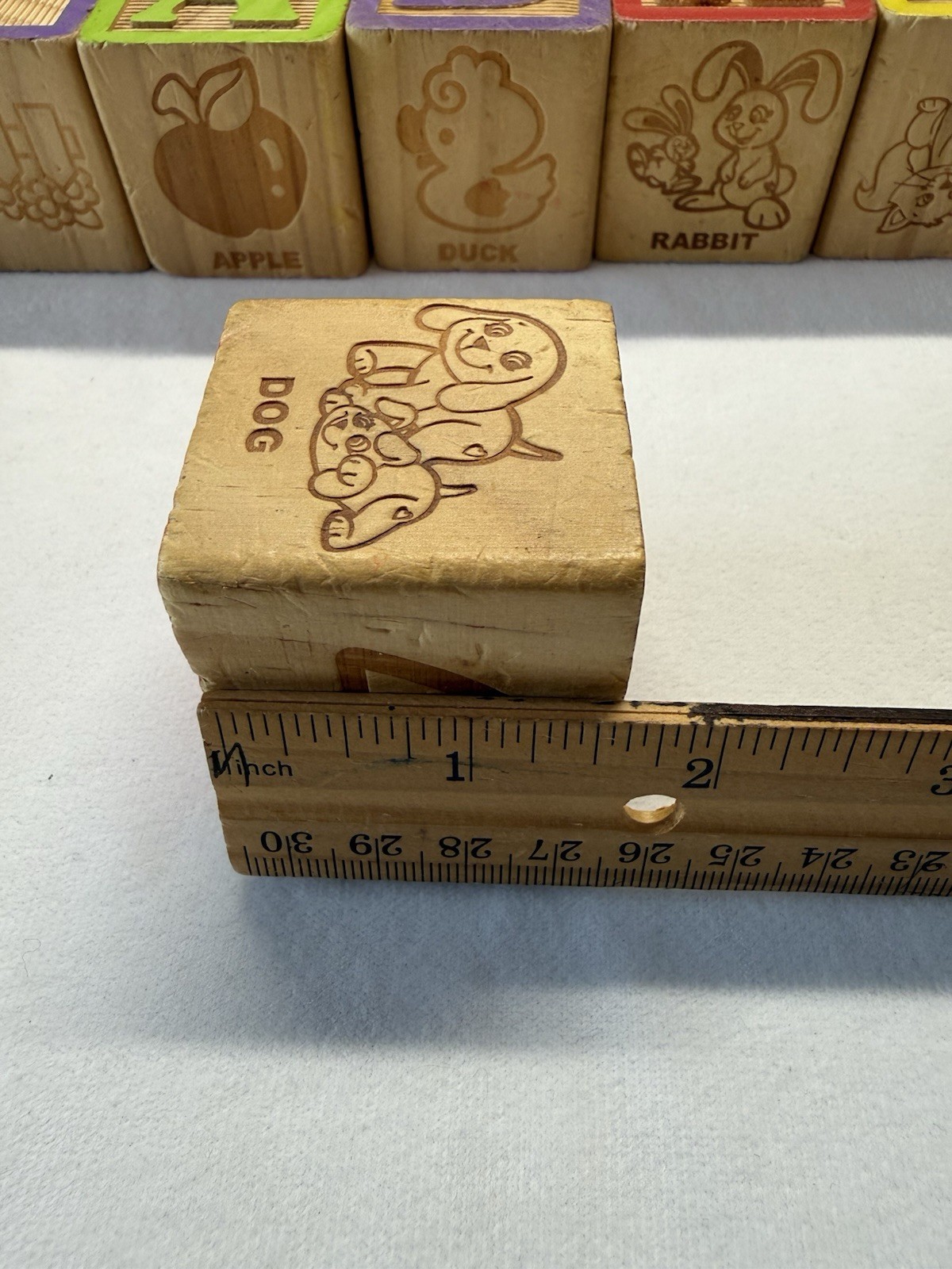 Vintage Wood Blocks 50 Letters Numbers Pics Six Sided