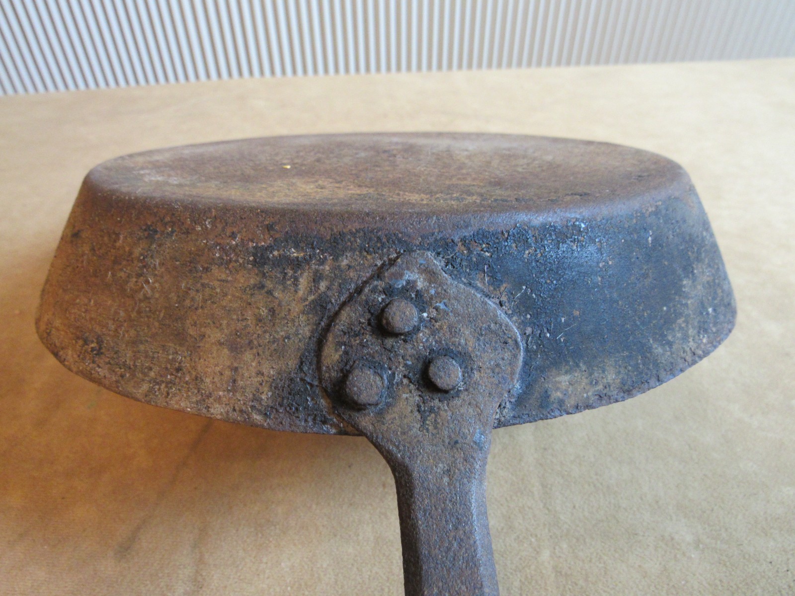 Antique Civil War Large Iron Camp Skillet Frying Pan 1860s