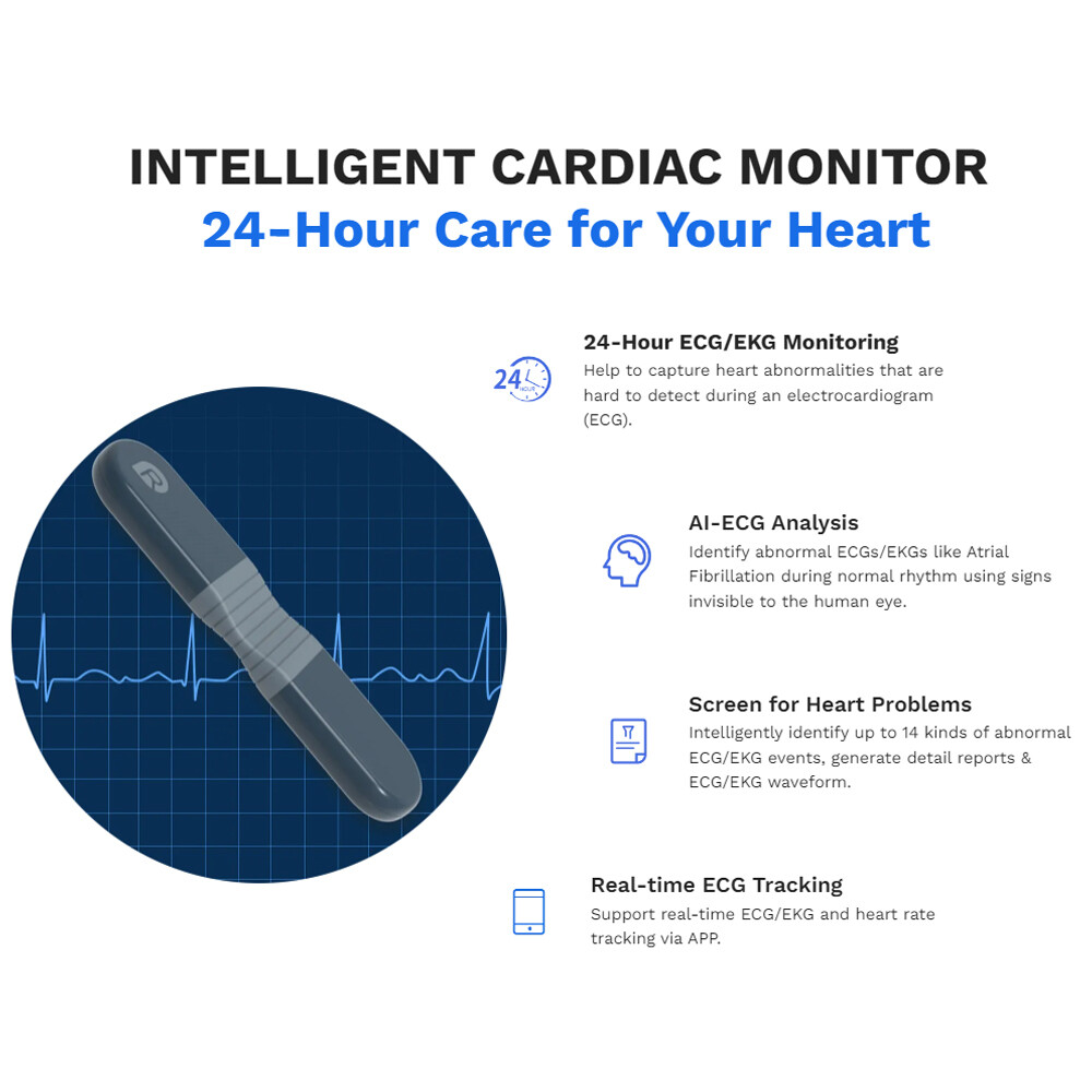 AI Holter Monitor 24 Hrs Chest Strap EKG Monitor with Free AI Analysis PC Report