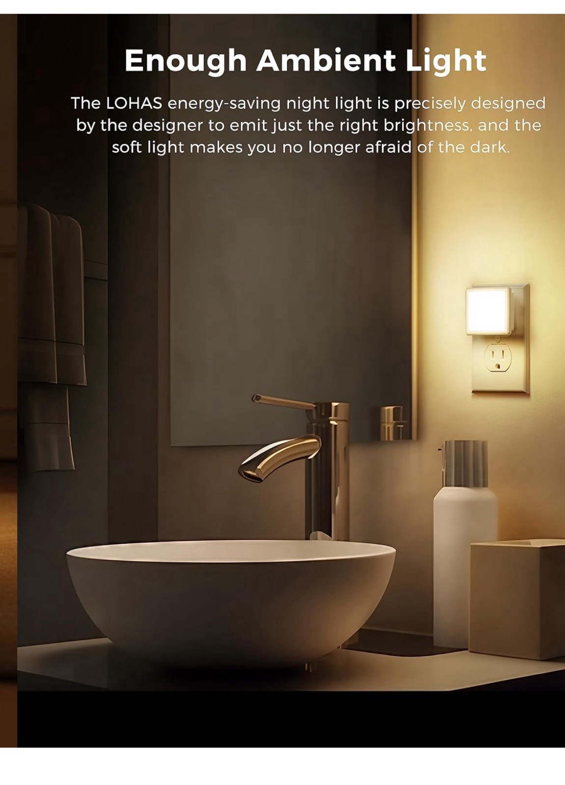 L LOHAS LED Night Lights Plug into Wall 2-Pack, 0.3W in 2 PACK, 3000K