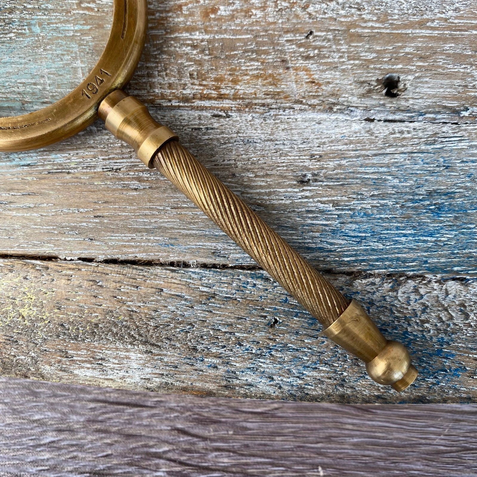 5.5" Brass Magnifying Glass - Antique Finish Hand Held Magnifier - Vintage Style