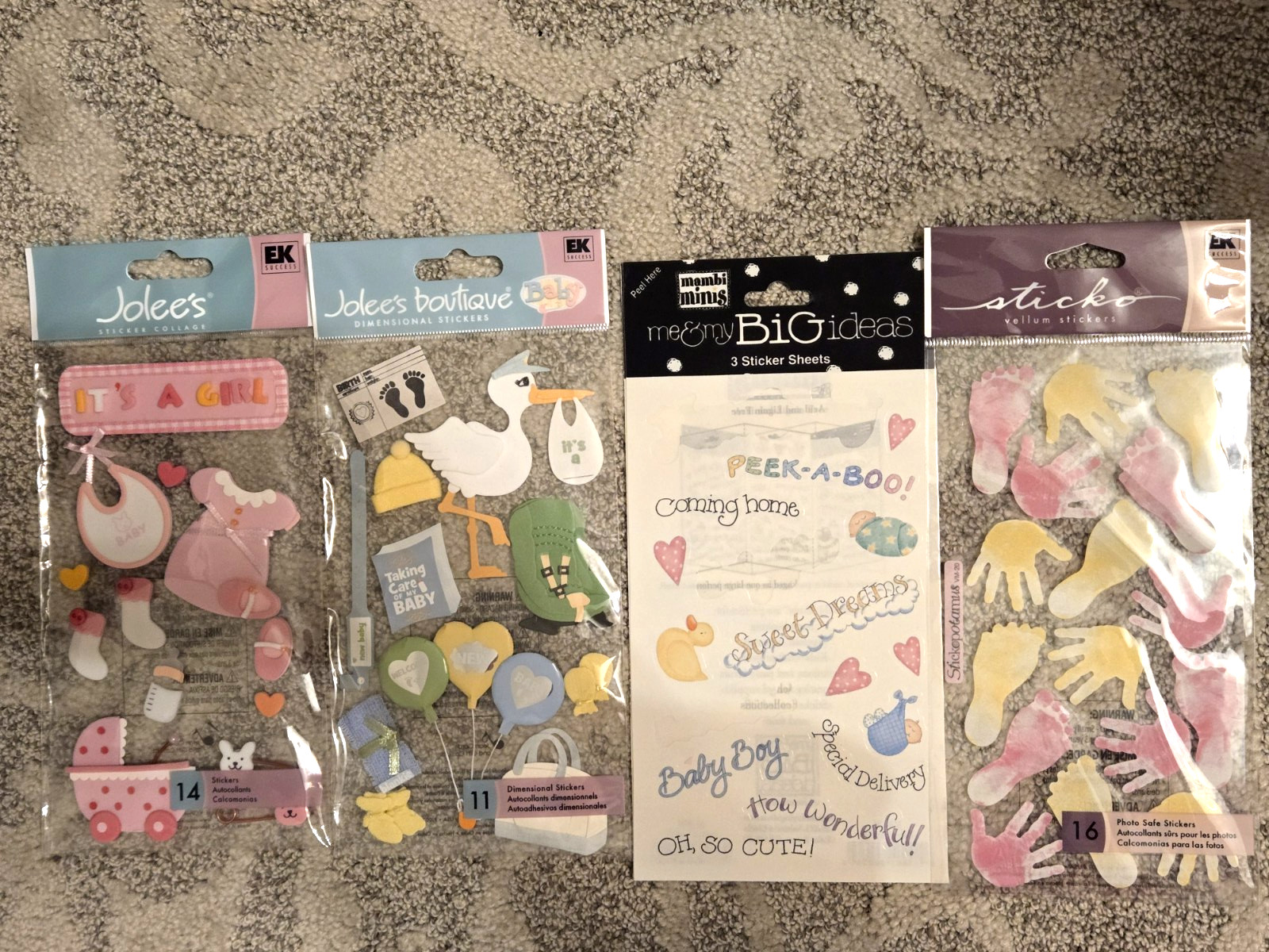 Baby Girl Stickers JOLEES/die cuts/newborn Scrapbook Lot