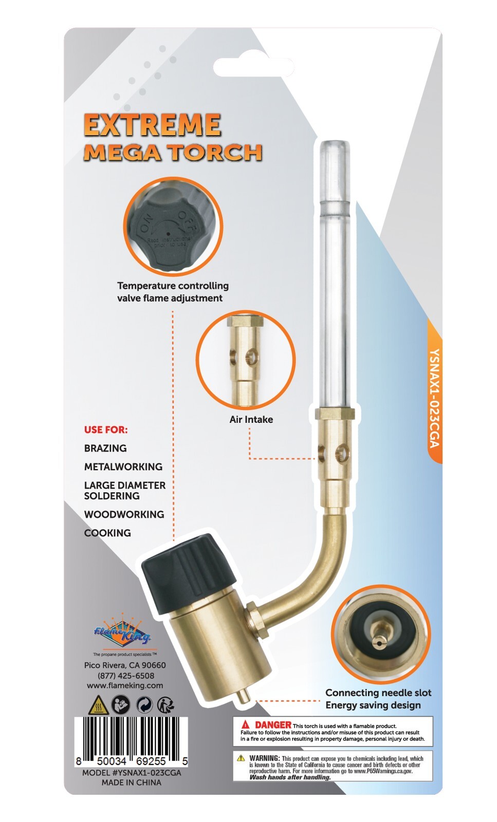YSNAX1-023CGA High Intensity Propane Torch Head with Swirl Flame for Soldering