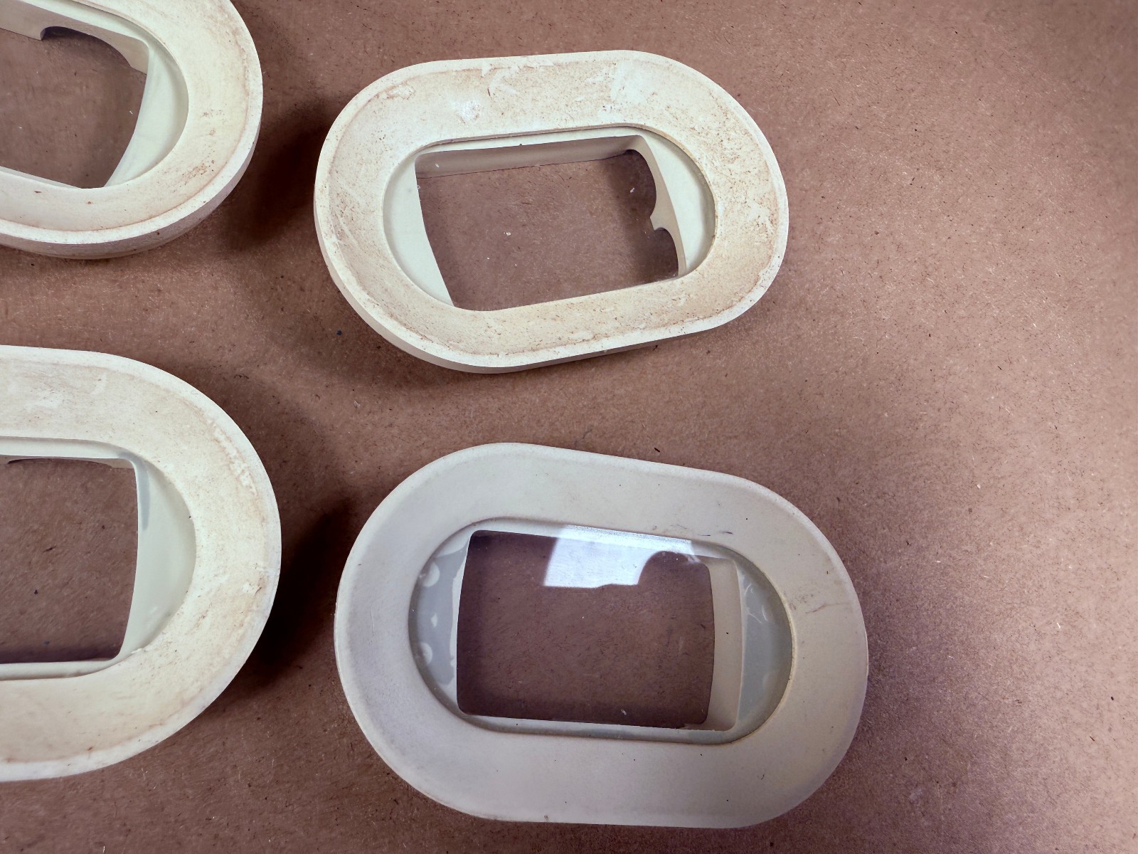 Set of Vintage Stanley Level End Plates Caps with Vial Covers and Surrounds