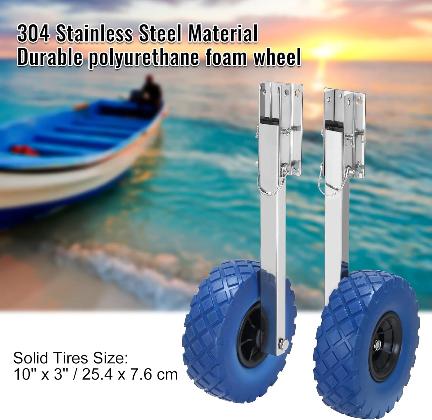 Boat Launching Wheels,10'' Inflatable Boat Launch Wheels 300 LB Loading Capacity