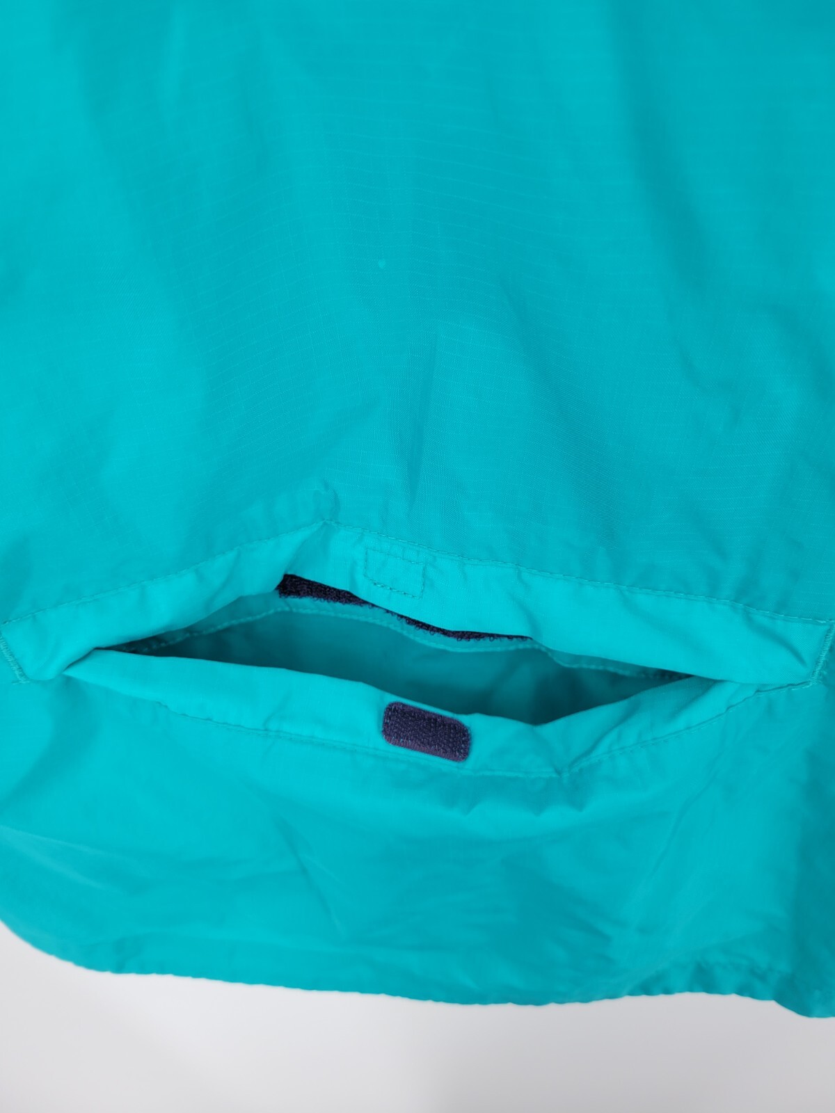 Lands End Jacket Girls Large 6X 7 Blue Green Zip Up Hooded Raincoat Outerwear