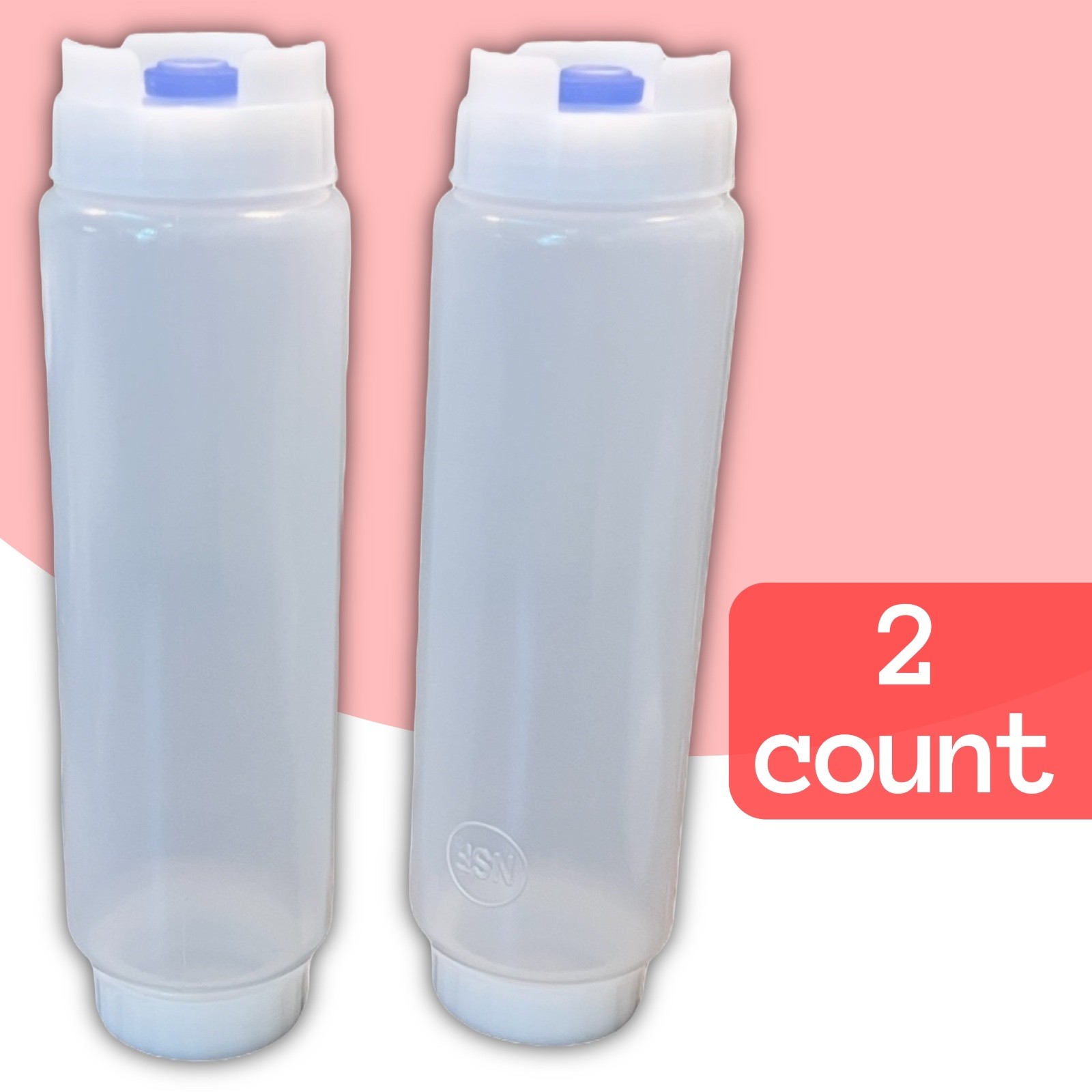 FIFO 16 oz. Condiment Squeeze Bottles w/ Large Dispensing Valve, 2 Count