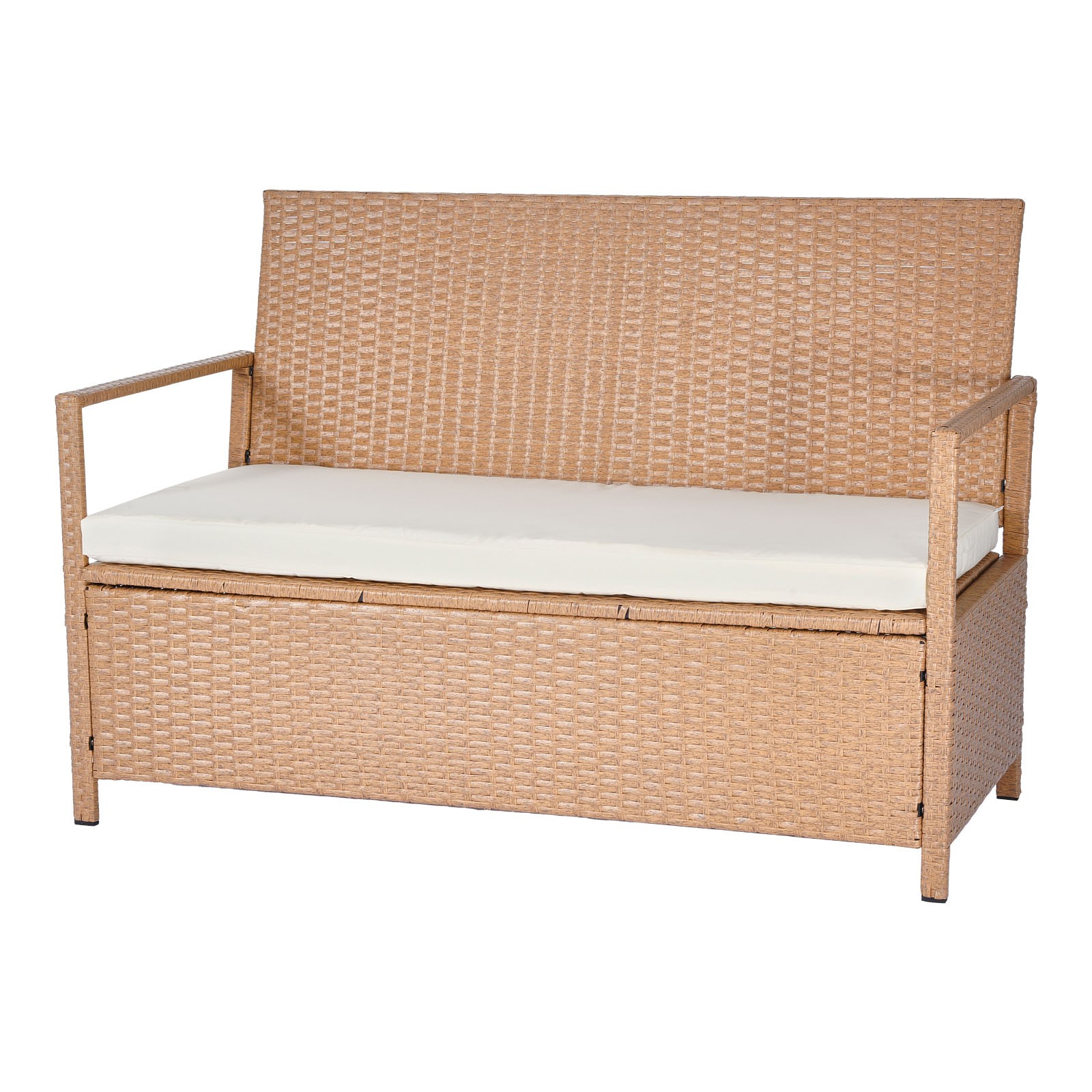 Outdoor Storage Bench PE Rattan 70Gal Deck Box Waterproof Outdoor Seat & Storage