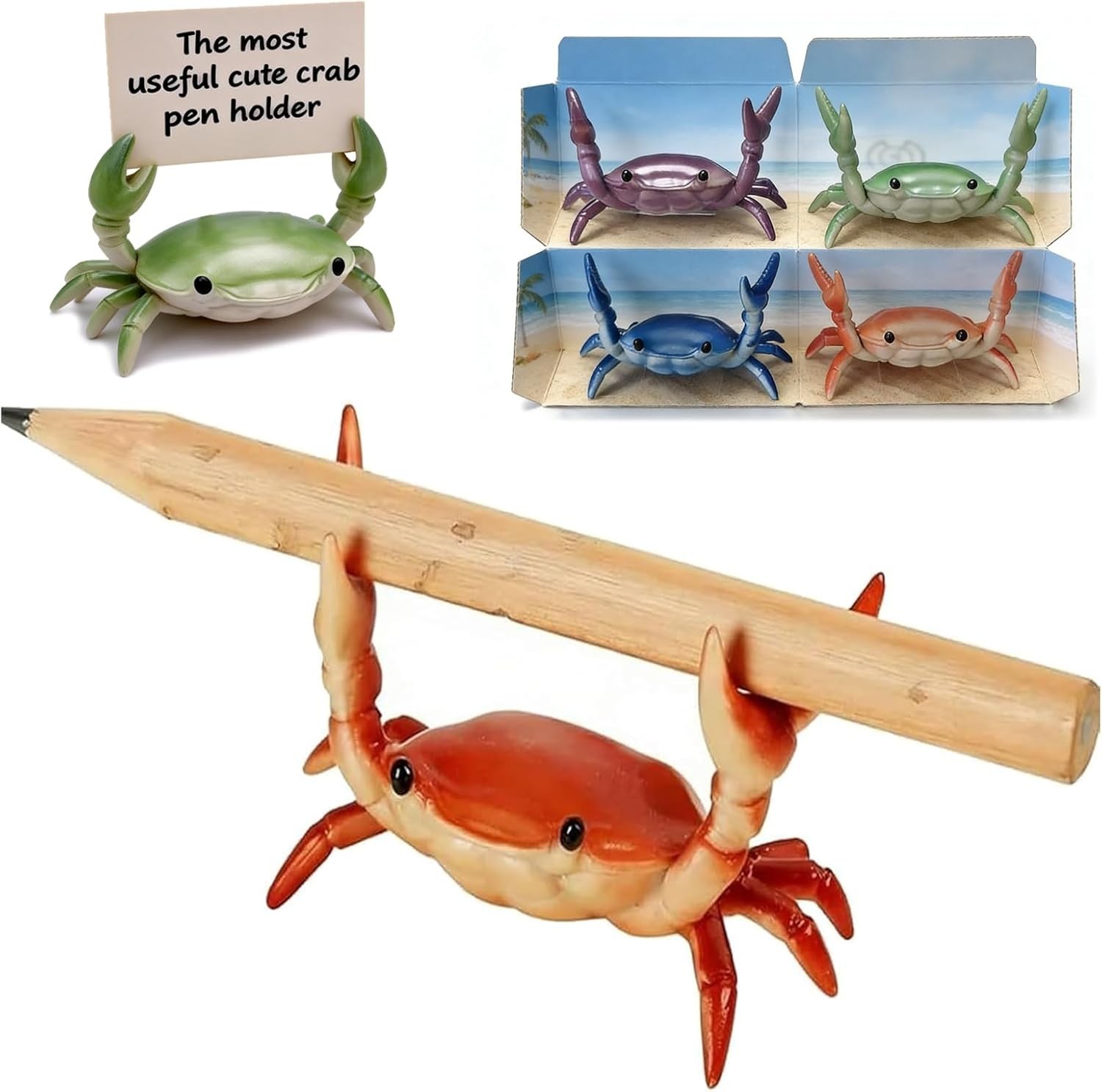 4PCS Whimsical Crab Pen Holders - Cute Desk Organizers for Creative Spaces