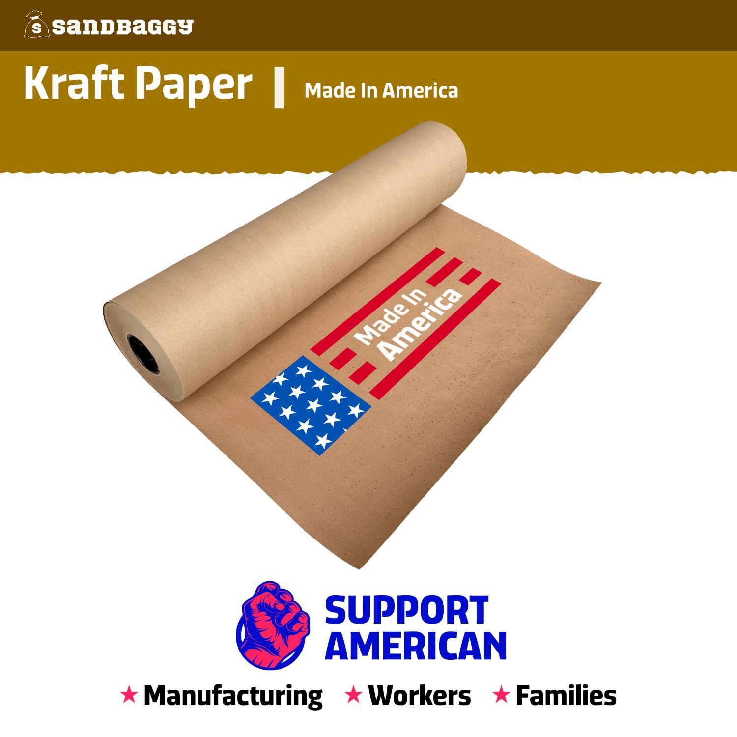 Sandbaggy Heavy Duty Kraft Paper Rolls - 75 lb. Recycled Construction Paper