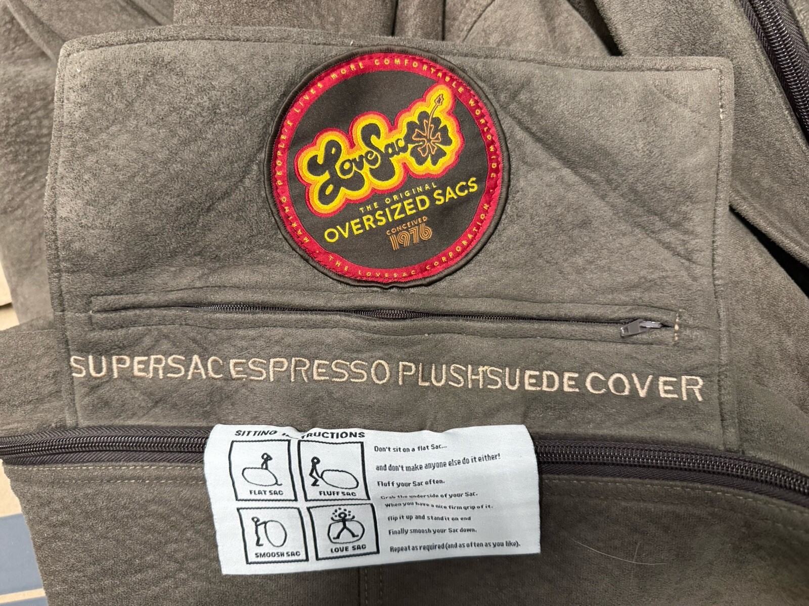 Lovesac Supersac Cover Super Soft Bean Bag Brown Lounge Chair COVER ONLY