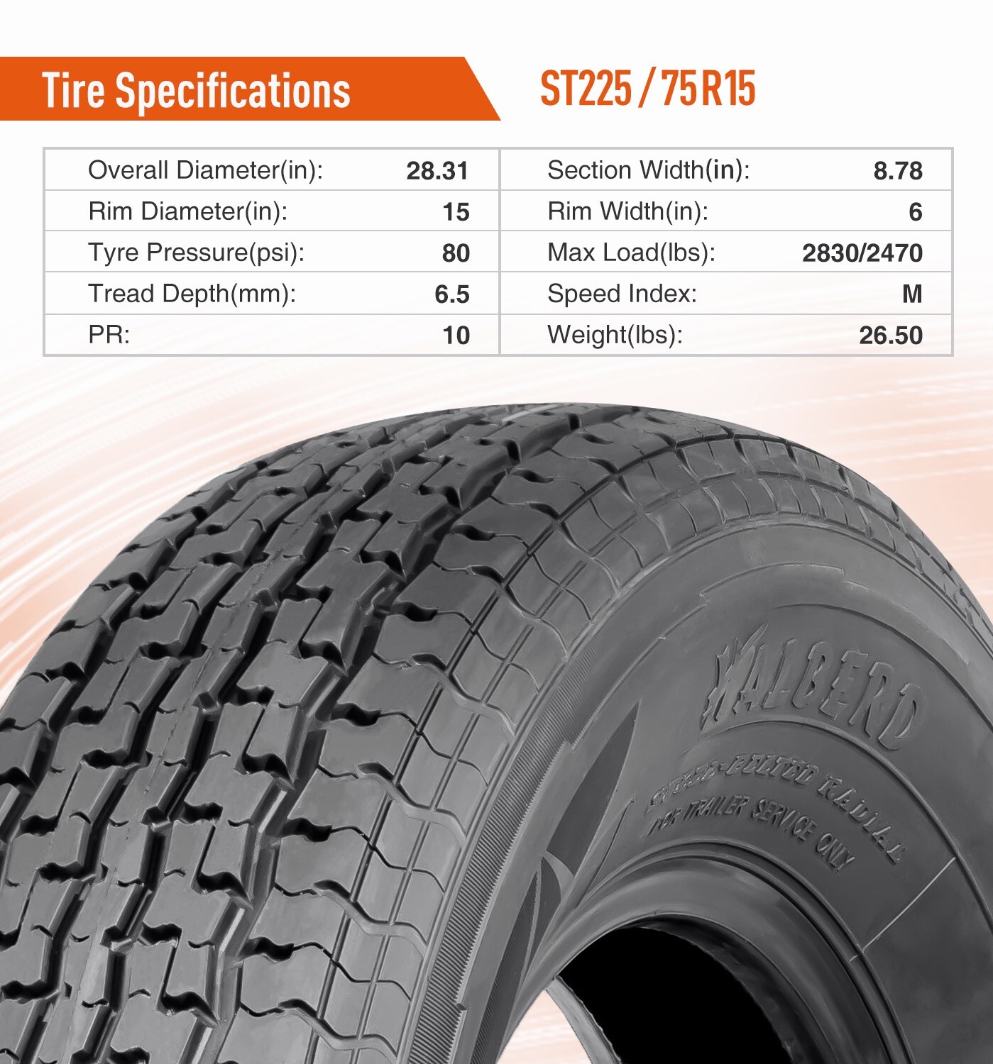 Set 4 ST225/75R15 Trailer Tires Radial 10PR 225/75/15 Load Range E Tubeless Tyre