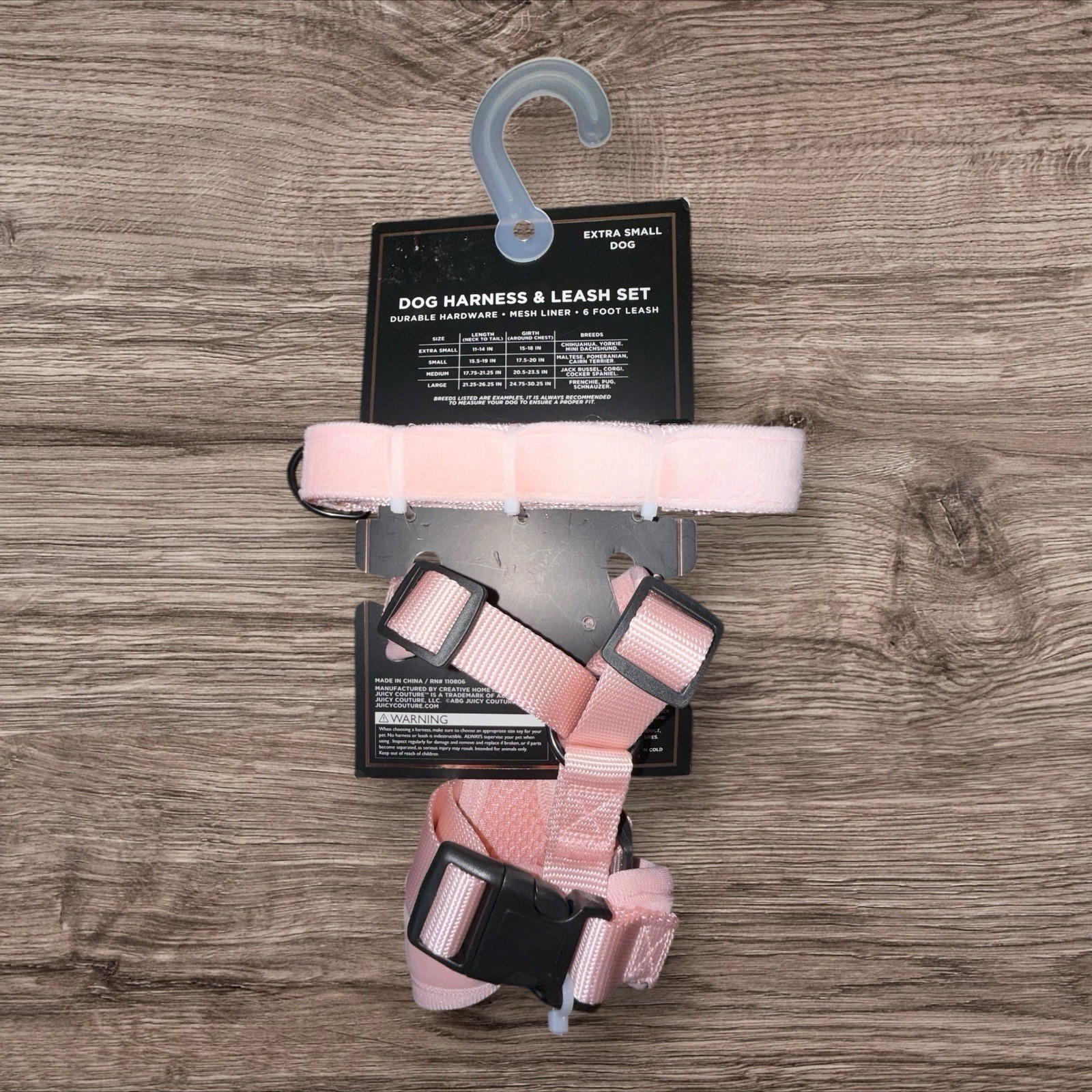 Juicy Couture Pink Rhinestone Crown Dog Harness & Leash Set XS - NEW