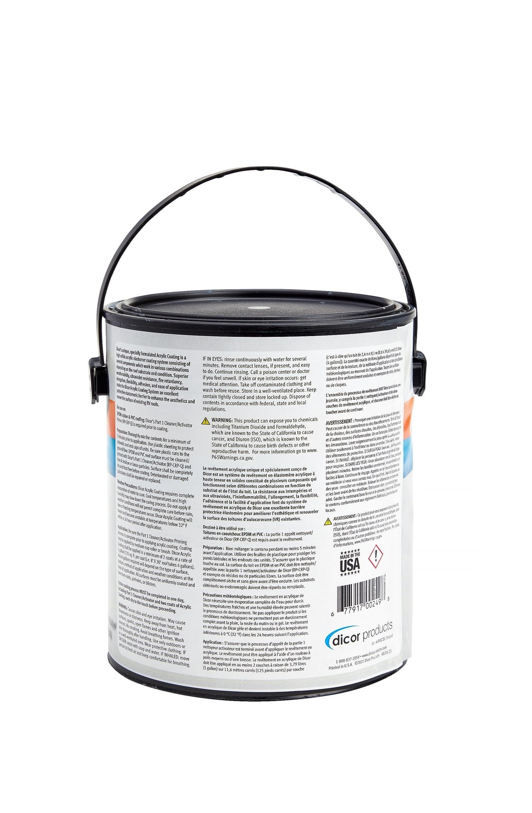 Dicor RP-CRC-1 EPDM Rubber Roof Acrylic Coating Part 2 - White, 1 Gallon