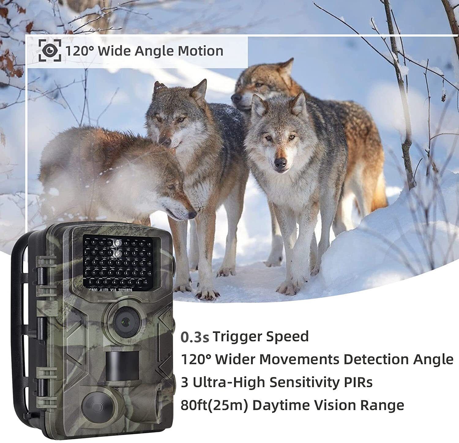 50MP Wildlife Hunting Game Trail Camera 4K Night Vision Motion Activated+32GB
