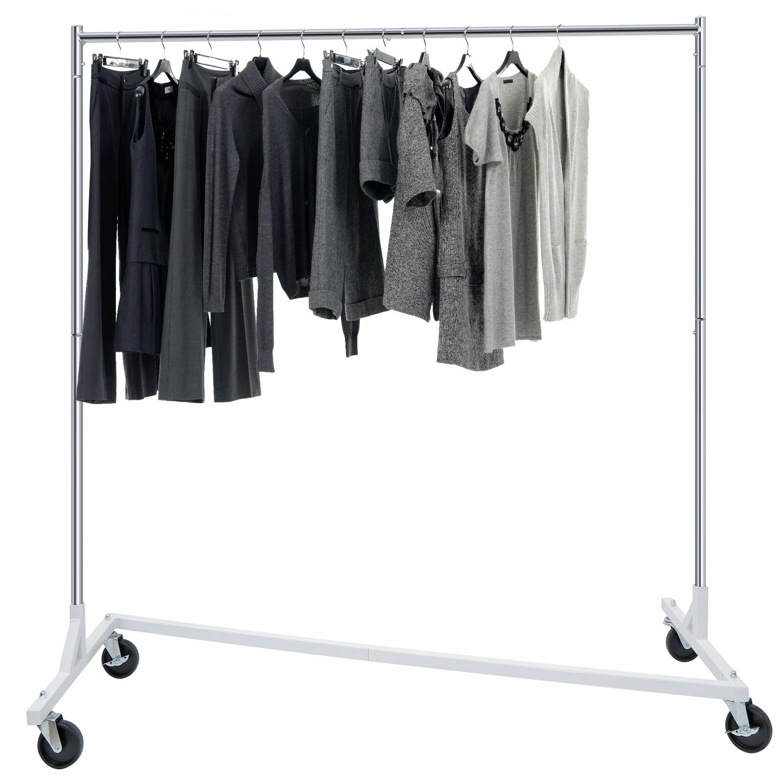 Heavy Duty Clothes Rack Z Base Garment Rack Rolling Clothing Rack on Wheels