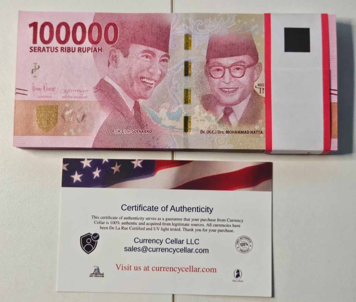 100,000 Indonesian Rupiah Banknote IDR New UNCIRCULATED with COA