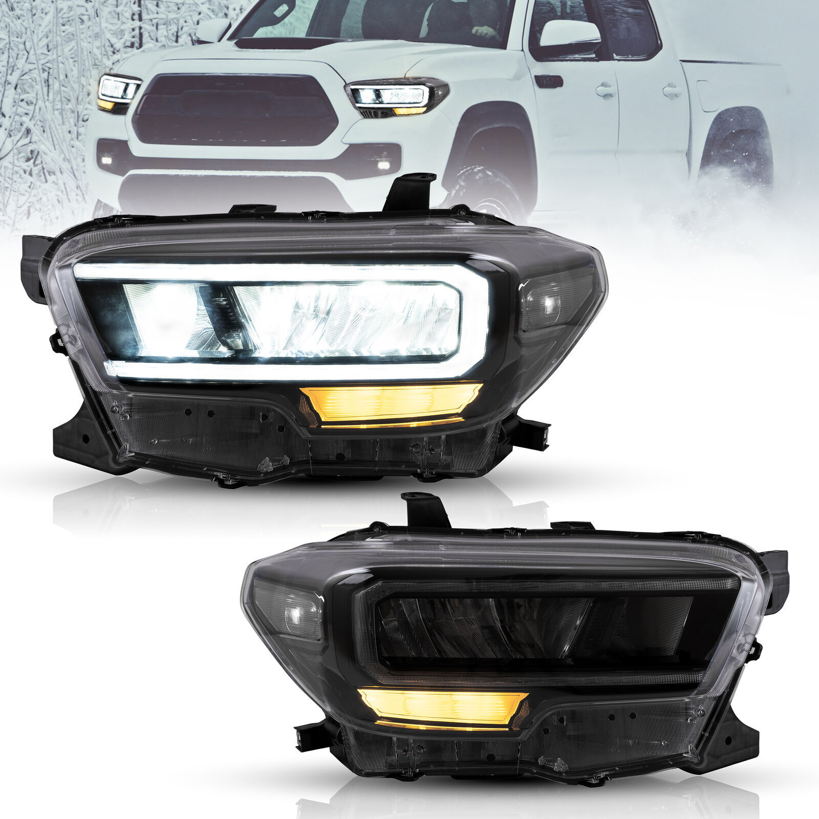 For 2016 2017-2020 2021 Toyota Tacoma Full LED DRL Projector Headlights Lamps