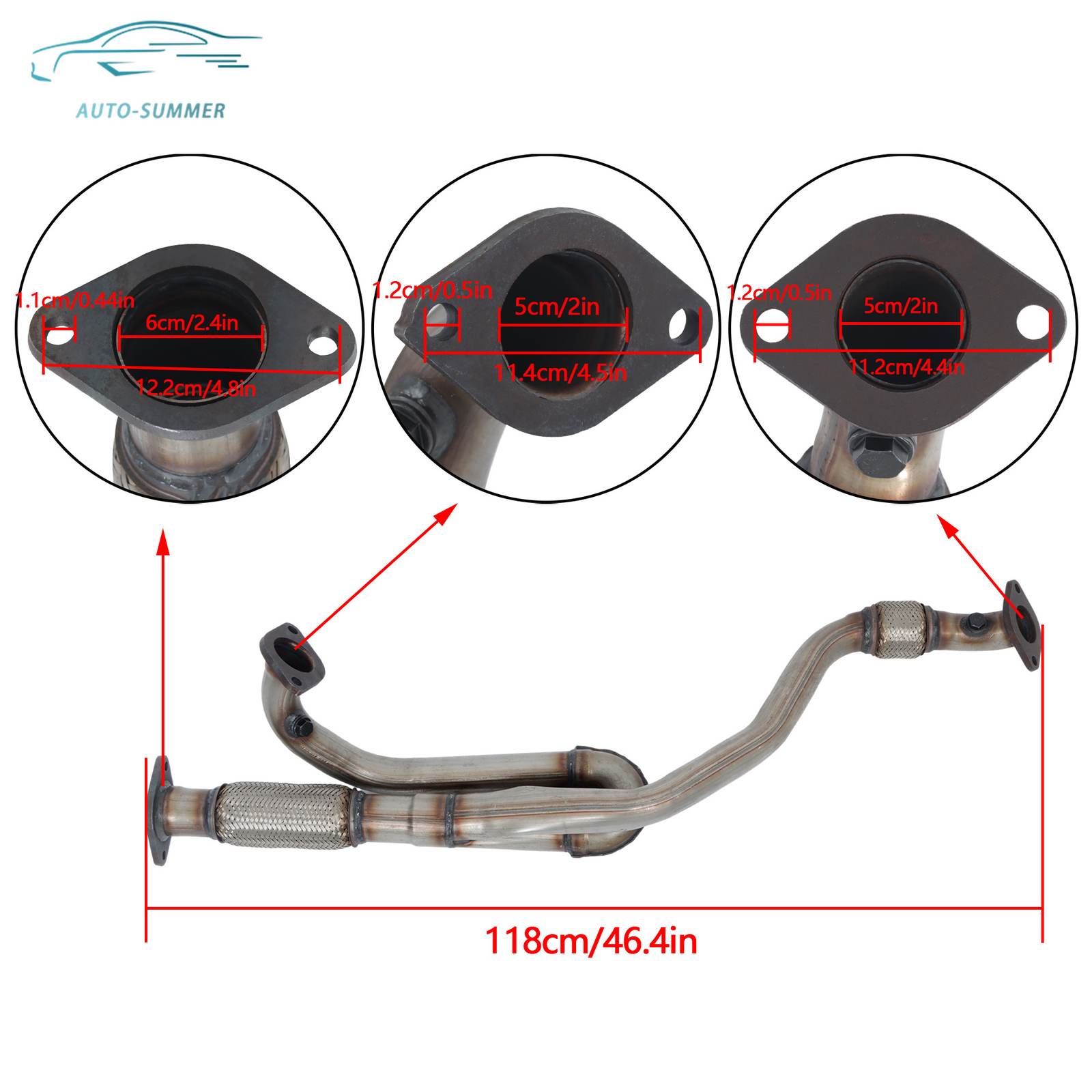 Exhaust Y Flex Pipe For 2009-2017 Buick Enclave Chevy Traverse GMC Acadia 3.6L