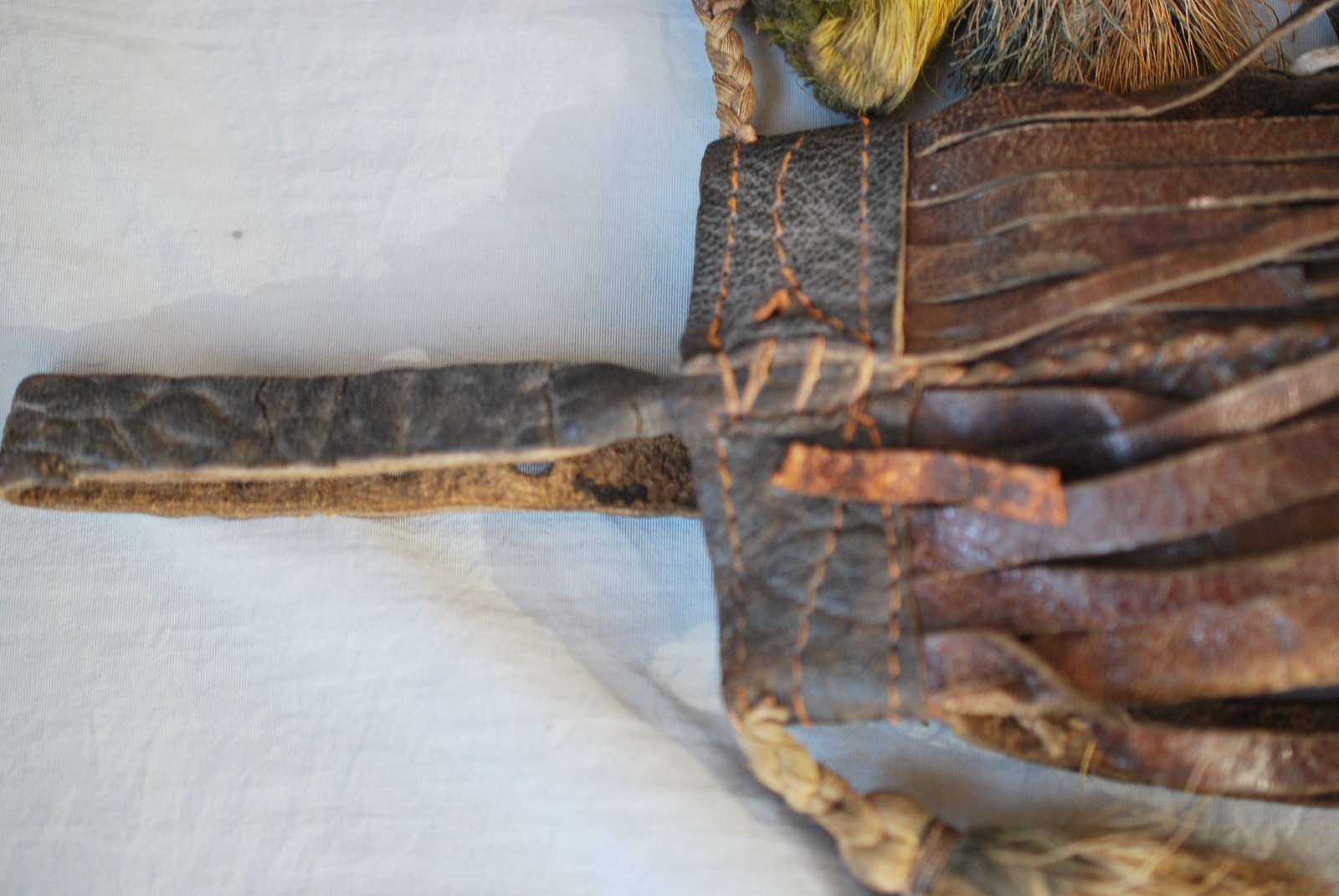 Antique Native Amer Leather Fringed Beads Shells Medicine Charm Bag & Contents