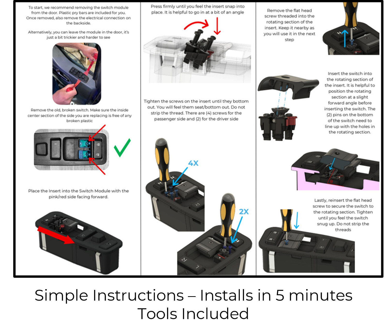 Window Switch Repair Kit | Kenworth & Peterbilt P21-1049-1202 and Q27-6081-1203