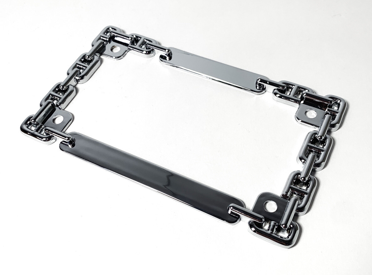 Chrome Metal Chain Motorcycle License Plate Tag Frame