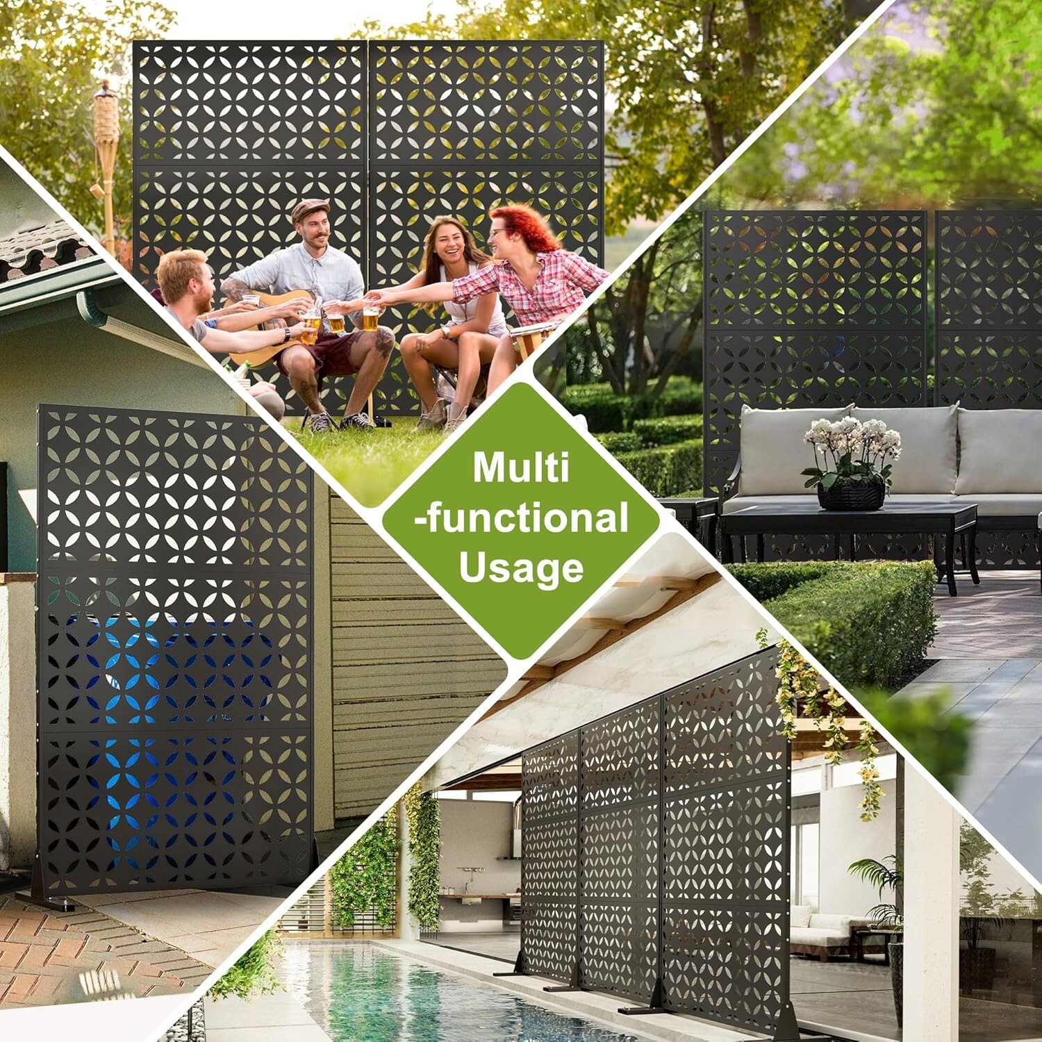 Elegro Metal Privacy Screen Four-leaf clover Decorative For Outside Deck Balcony