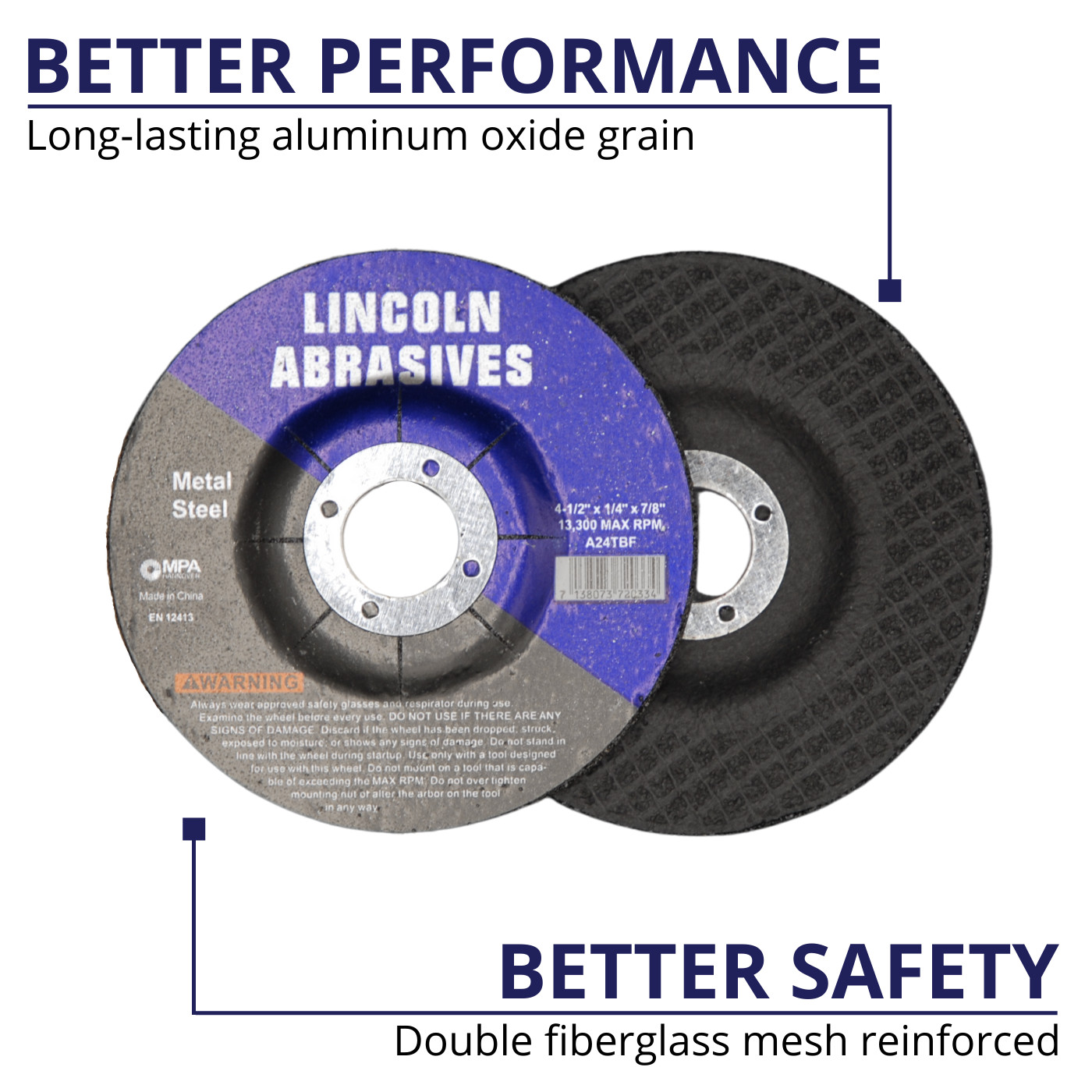 25 PACK Grinding Wheels 4-1/2" x 1/4" x 7/8" Metal Steel 4.5 Disc Angle Grinder