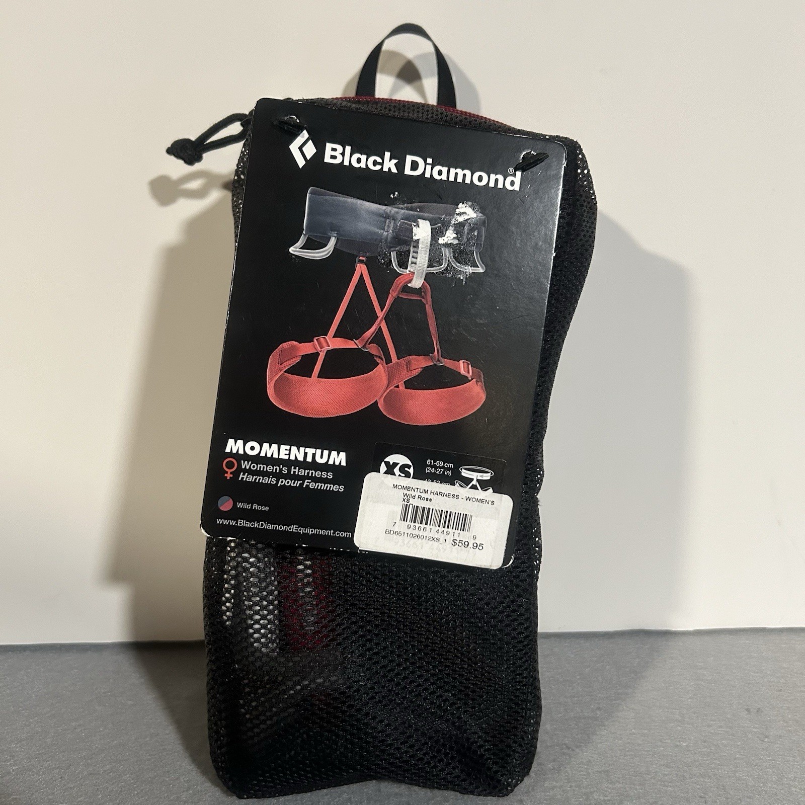 Black Diamond Momentum Harness XS (24-27in) Women’s Wild Rose Red Black NEW