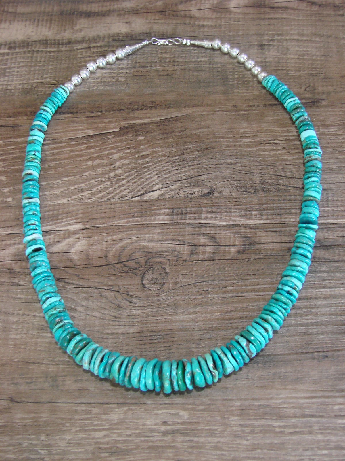 Native American 21" Sterling Silver & Royal Blue Turquoise Necklace by John