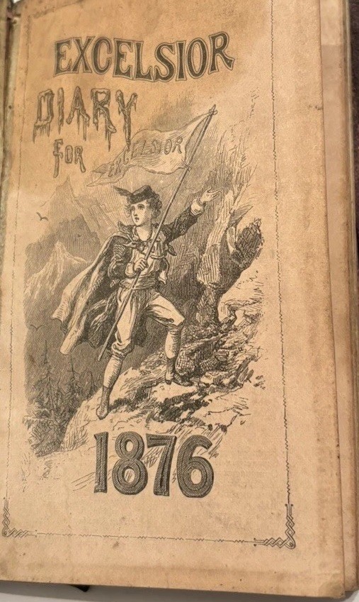 Excelsior Diary 1876 Hand Written Leather Rare Original