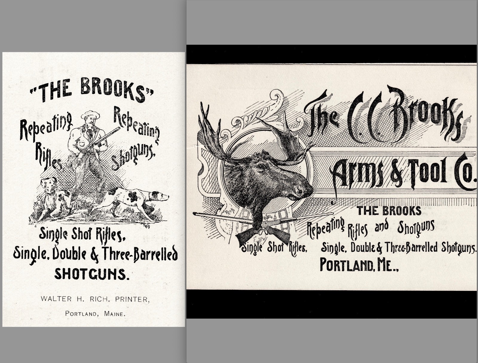 Brooks 3-Barrelled Shotgun 1892 Arms & Tool Rifle Folder Advertising Trade Card