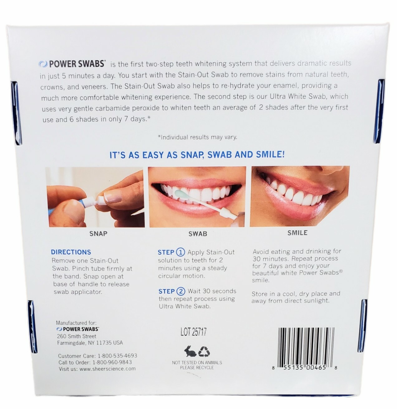 AUTHENTIC Power Swabs #1 Best Teeth Whitening Stain Removal Gel Oral Bleaching