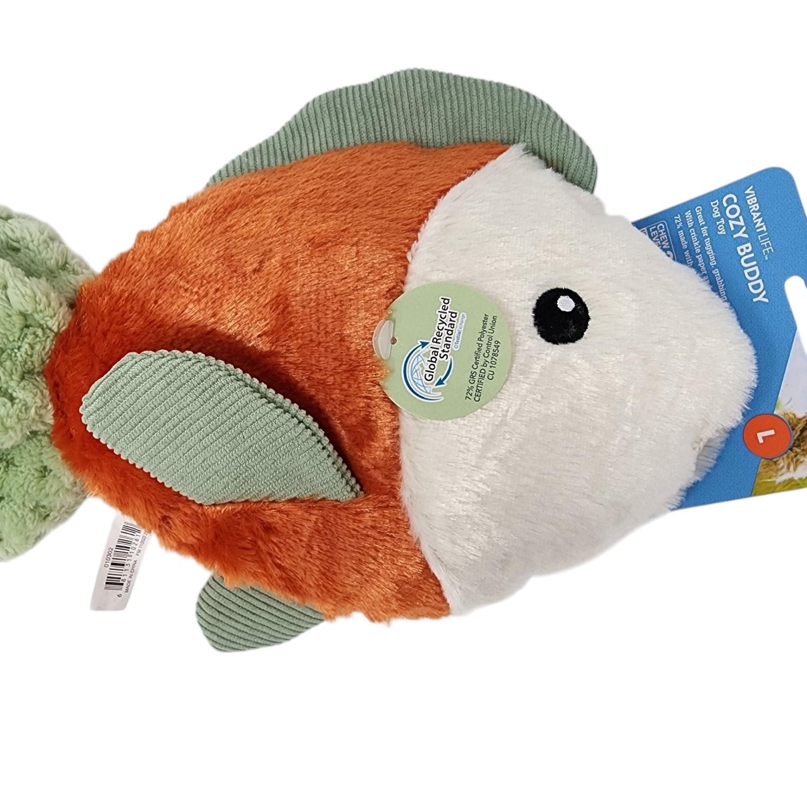 Vibrant Life Cozy Buddy Dog Chew Toy Goldfish 15 in. Large Squeaky Plush, 2 Pack